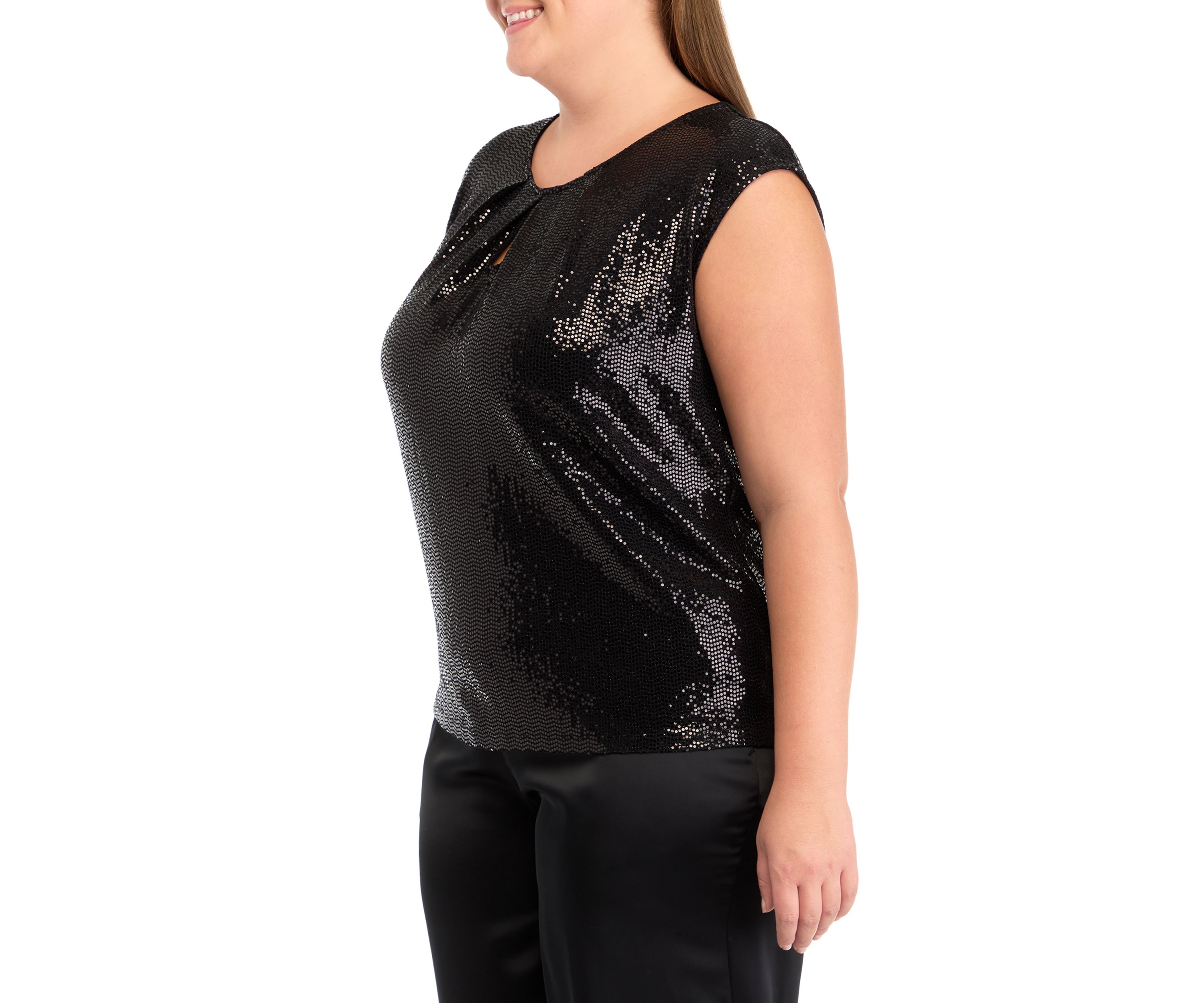 Plus Size Keyhole Cami with Cap Sleeves