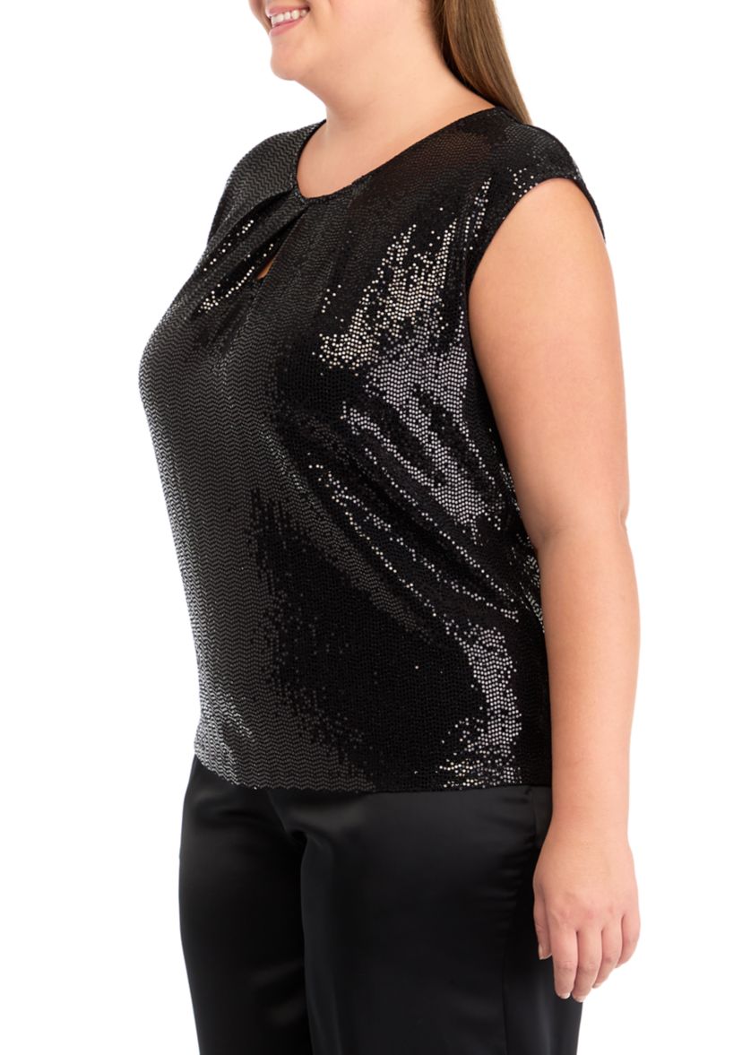 Plus Size Keyhole Cami with Cap Sleeves