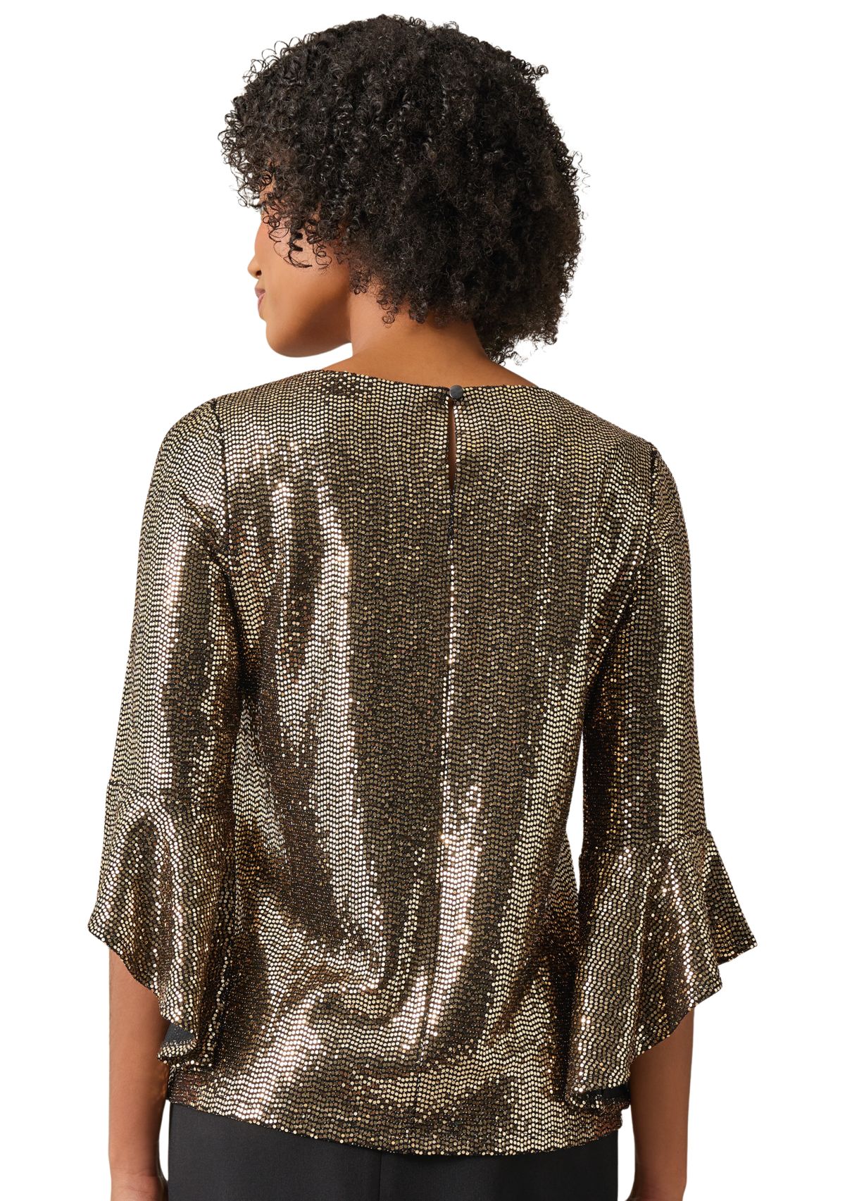 Petite Sequin Bell Sleeve Blouse