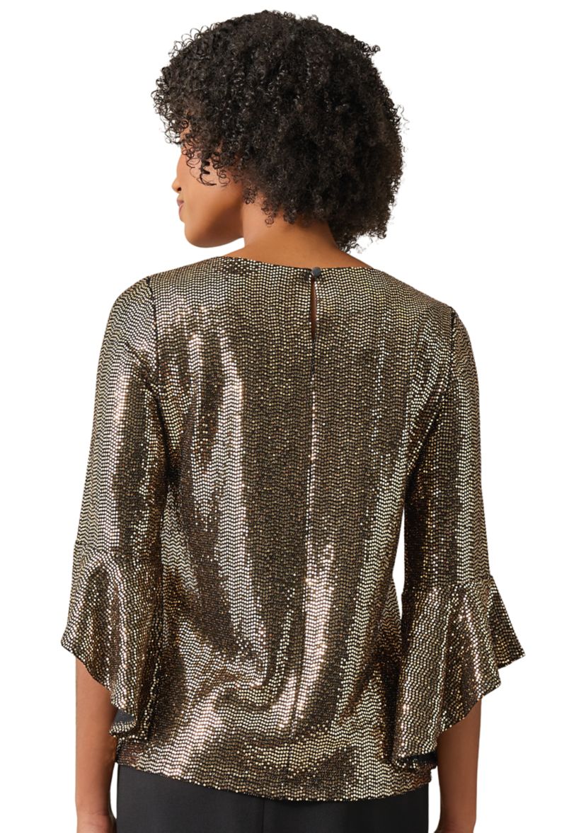 Petite Sequin Bell Sleeve Blouse