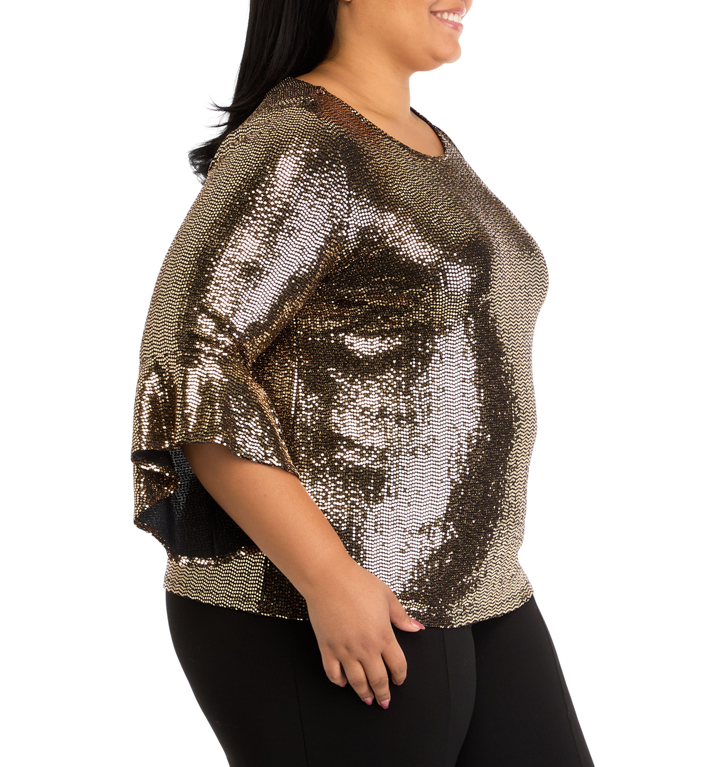Plus Size 3/4 Sleeve Ruffle Blouse