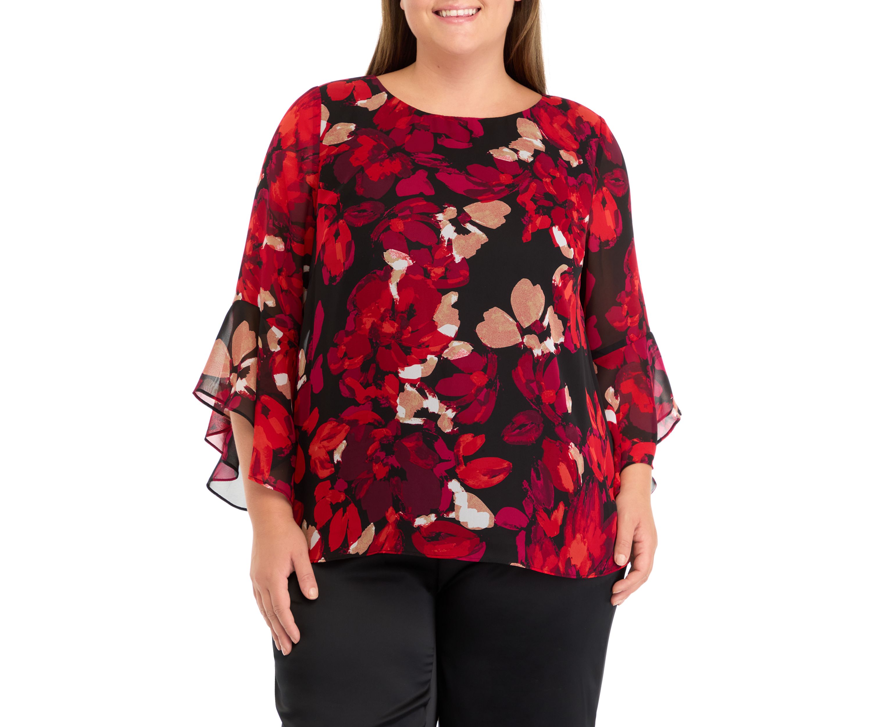 Plus Size Ruffle Sleeve Blouse