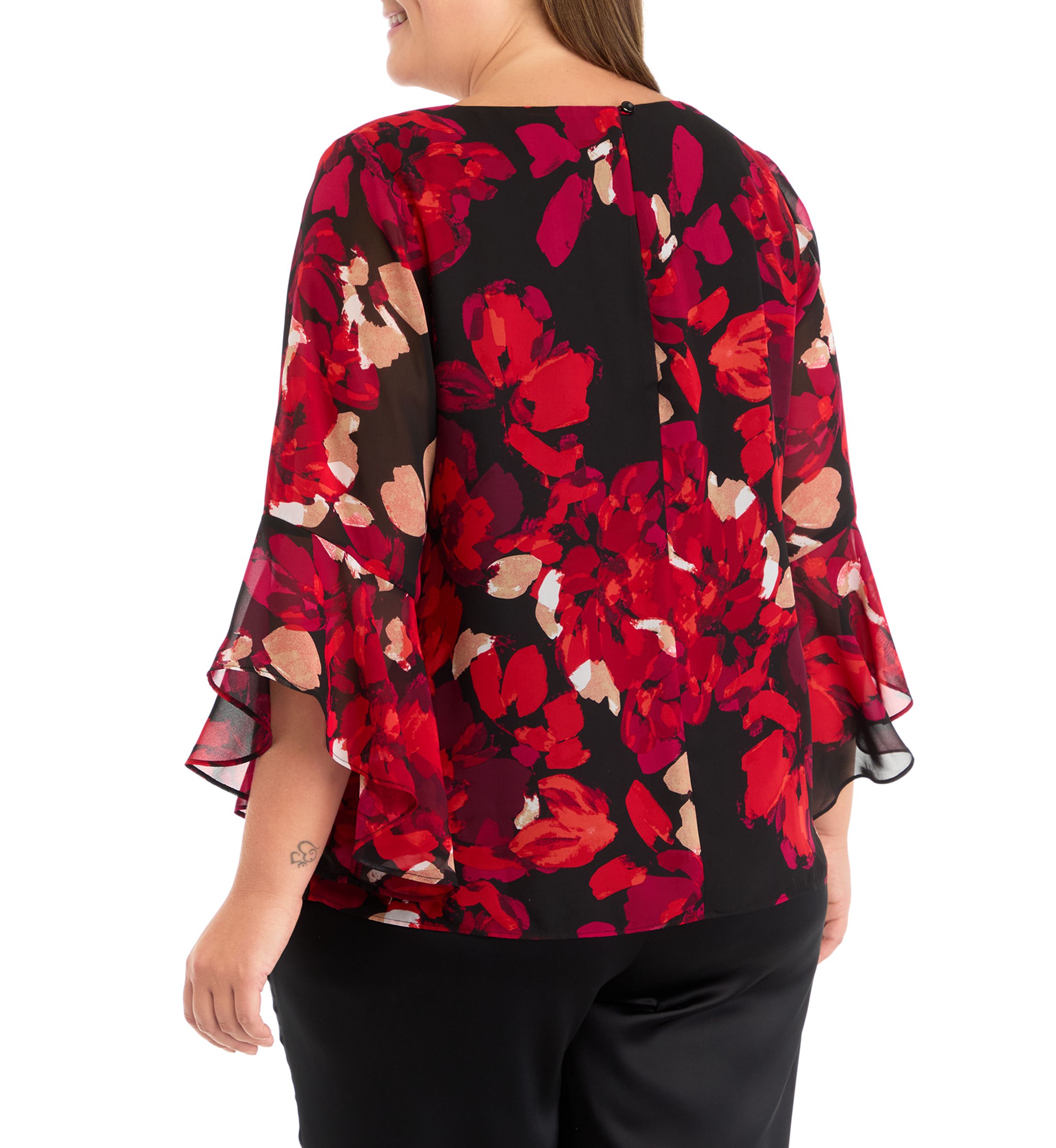 Plus Size Ruffle Sleeve Blouse