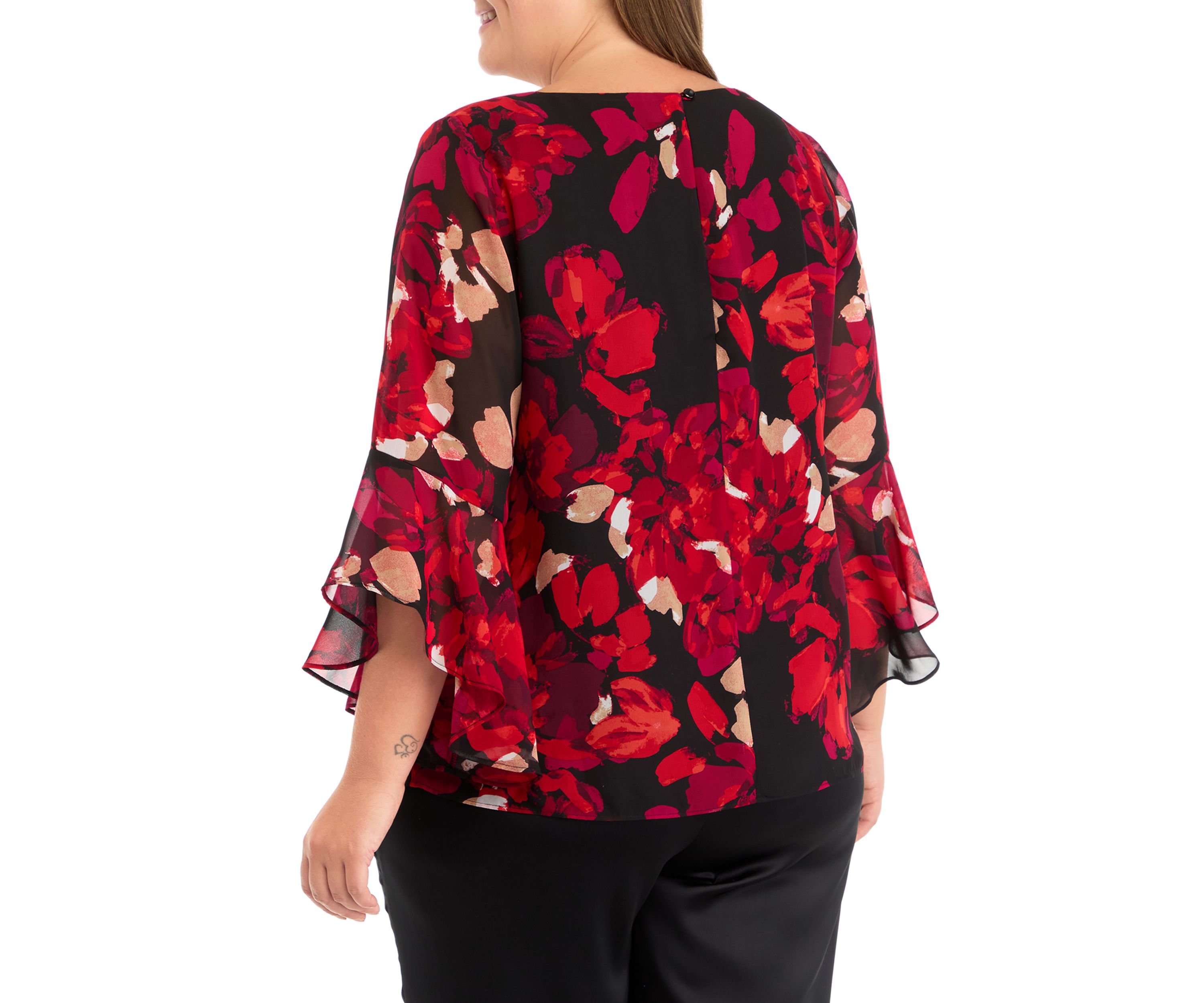 Plus Size Ruffle Sleeve Blouse