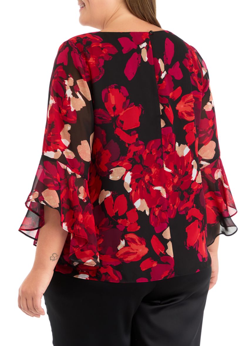 Plus Size Ruffle Sleeve Blouse