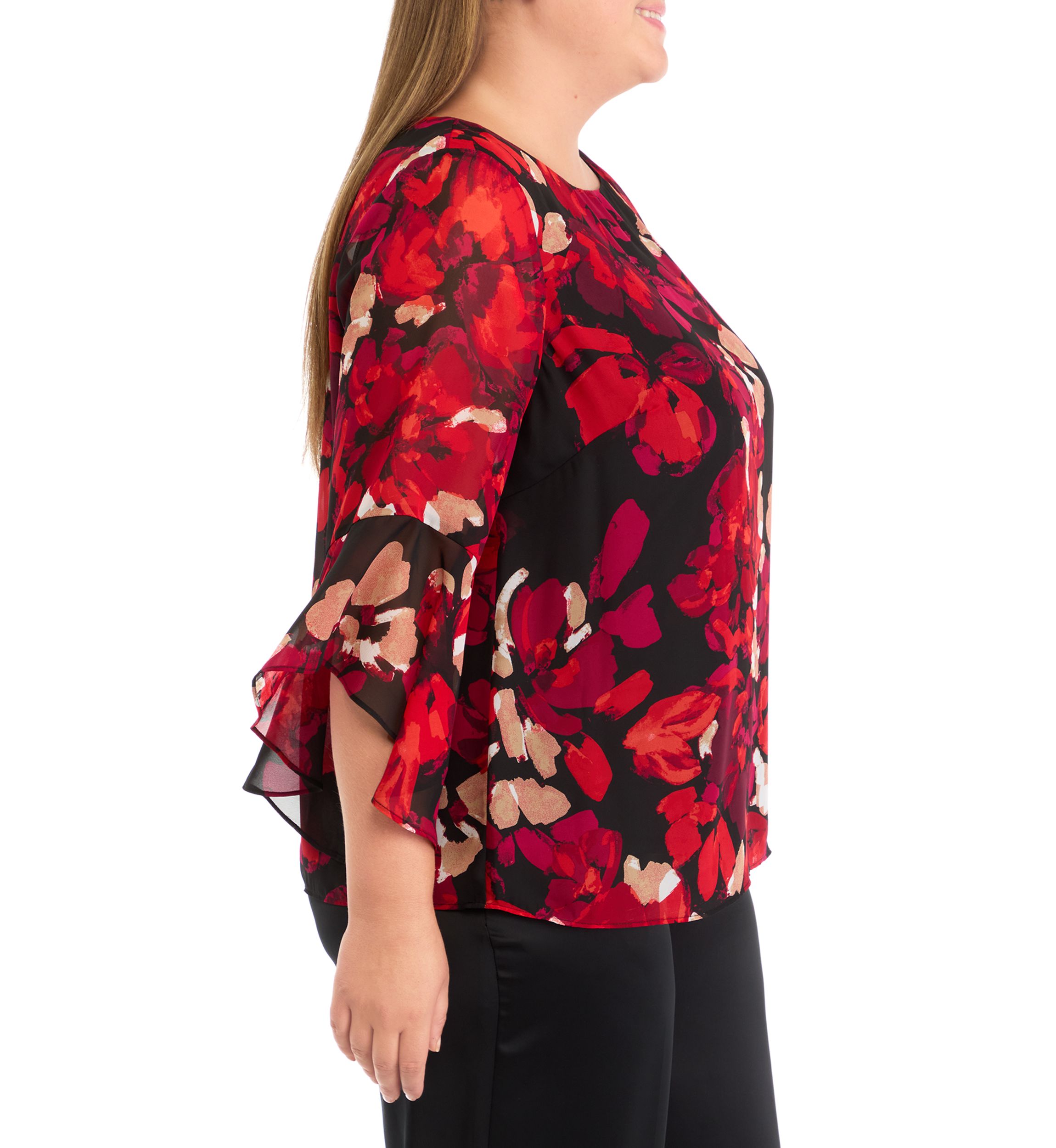 Plus Size Ruffle Sleeve Blouse