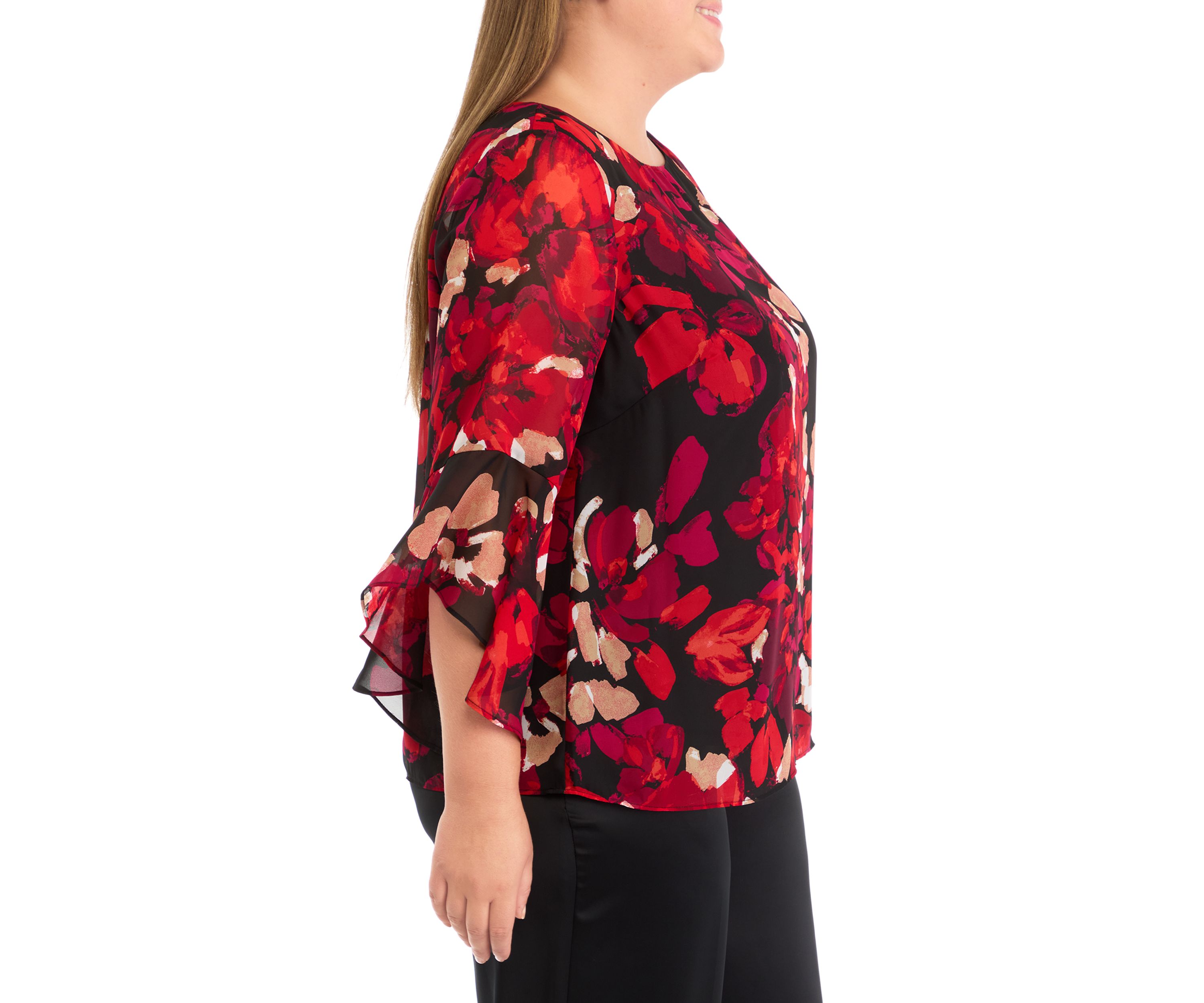 Plus Size Ruffle Sleeve Blouse
