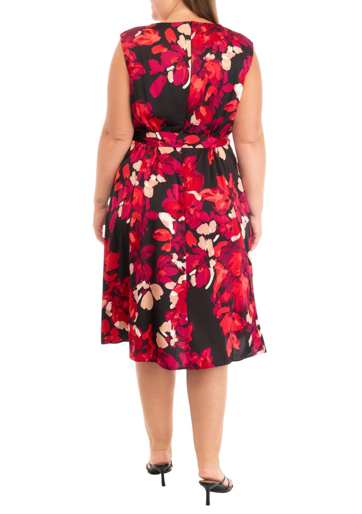 Plus Size Cowl Neck Seamed Flare Dress
