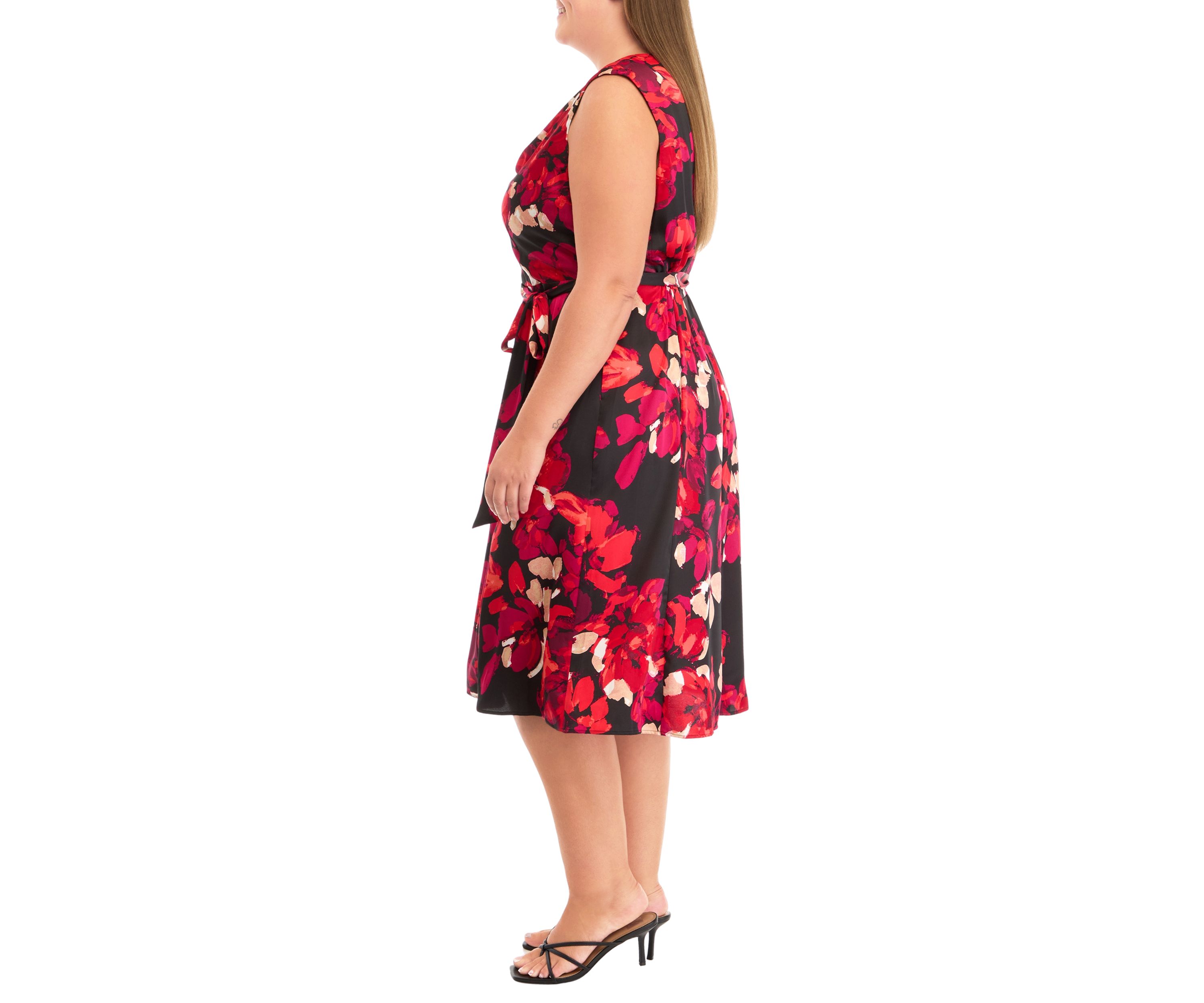 Plus Size Cowl Neck Seamed Flare Dress