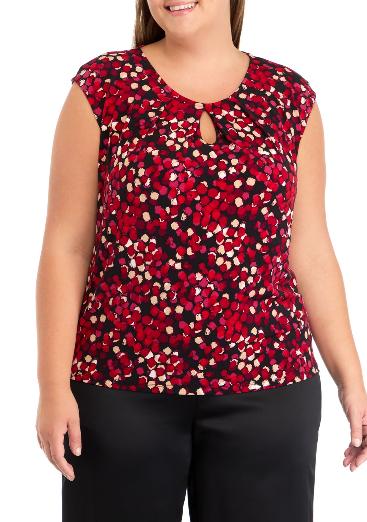 Plus Size Cap Sleeve Cowl Neck Blouse