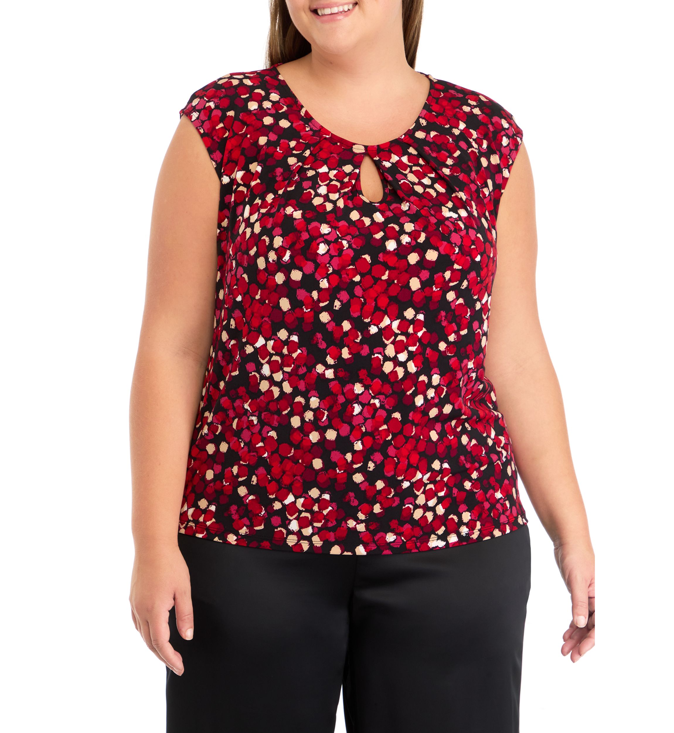 Plus Size Cap Sleeve Cowl Neck Blouse