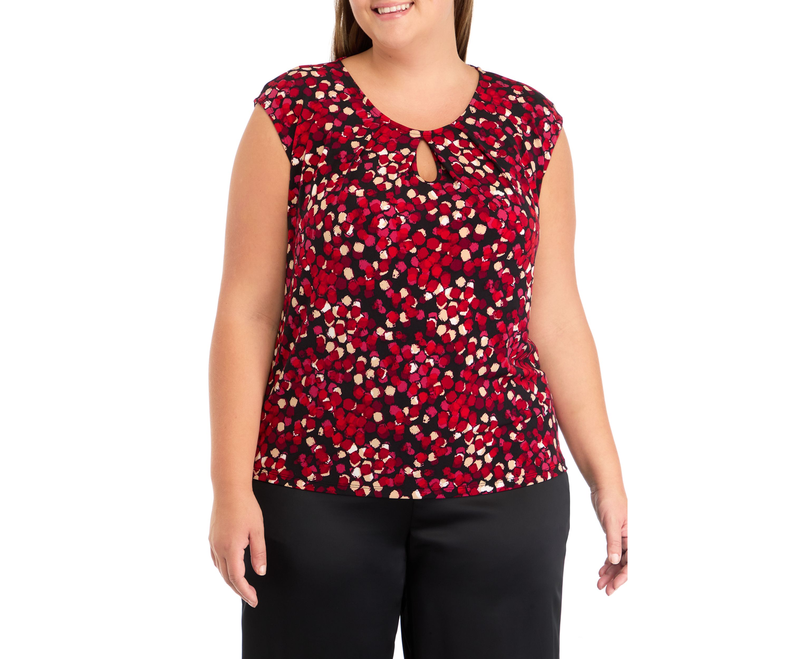 Plus Size Cap Sleeve Cowl Neck Blouse