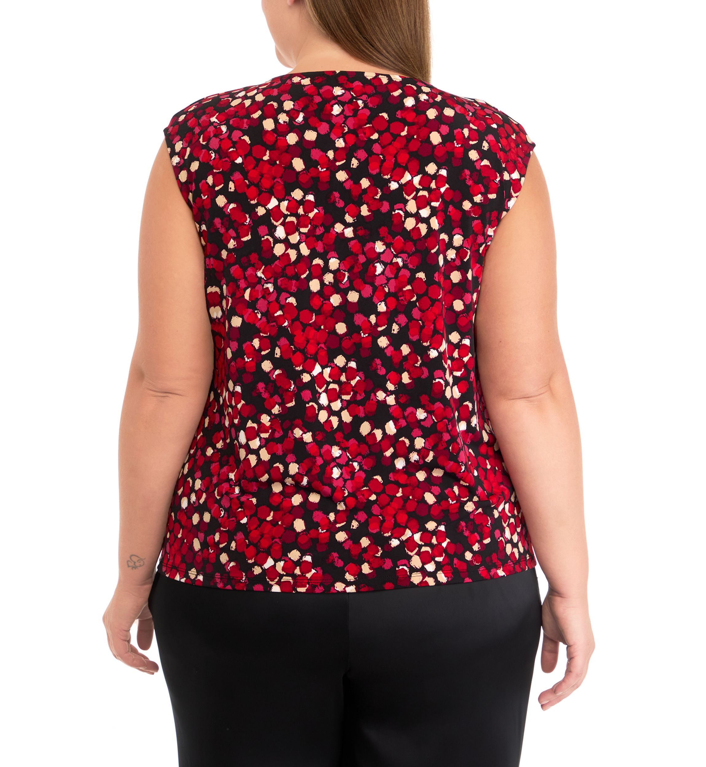 Plus Size Cap Sleeve Cowl Neck Blouse