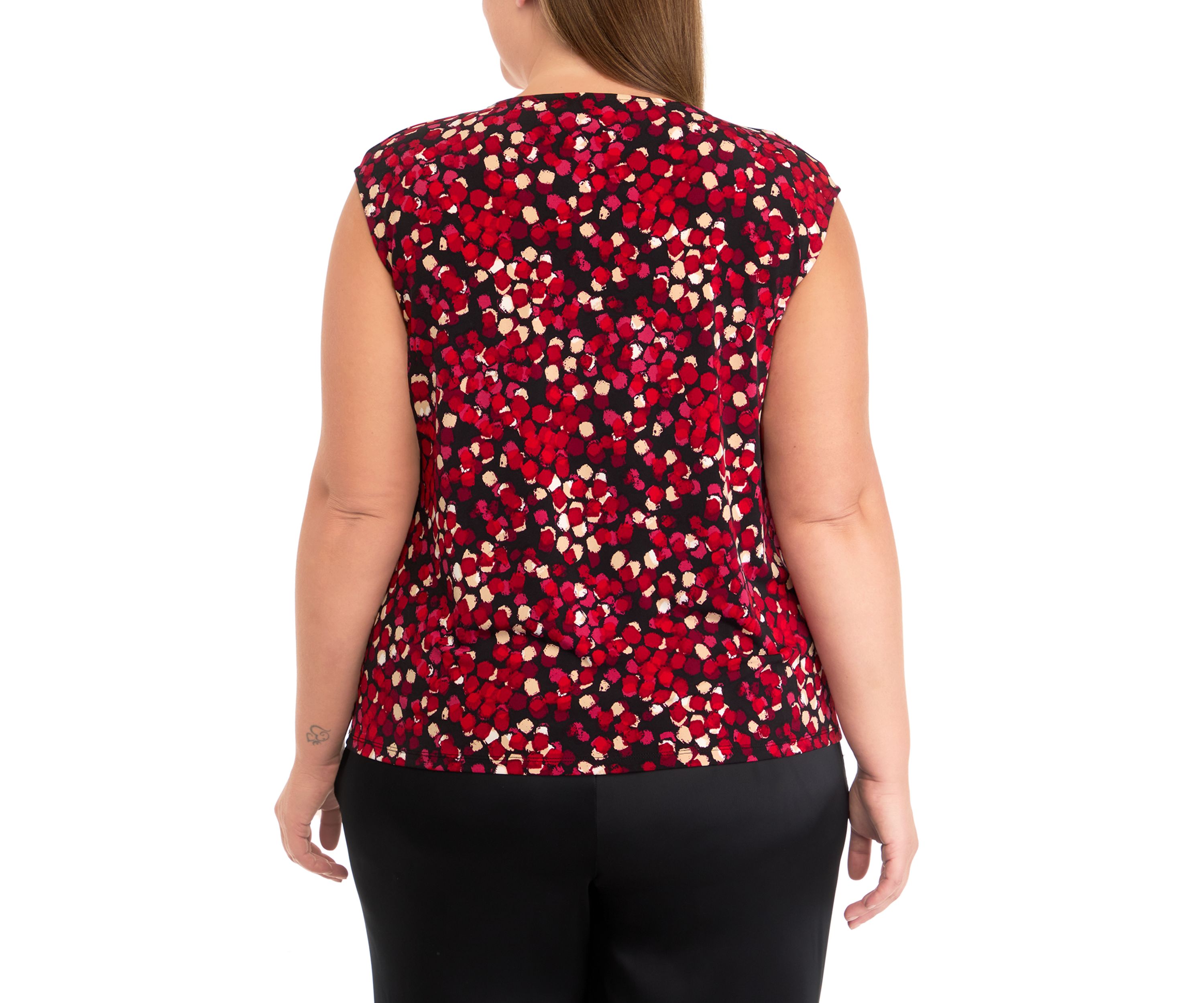 Plus Size Cap Sleeve Cowl Neck Blouse