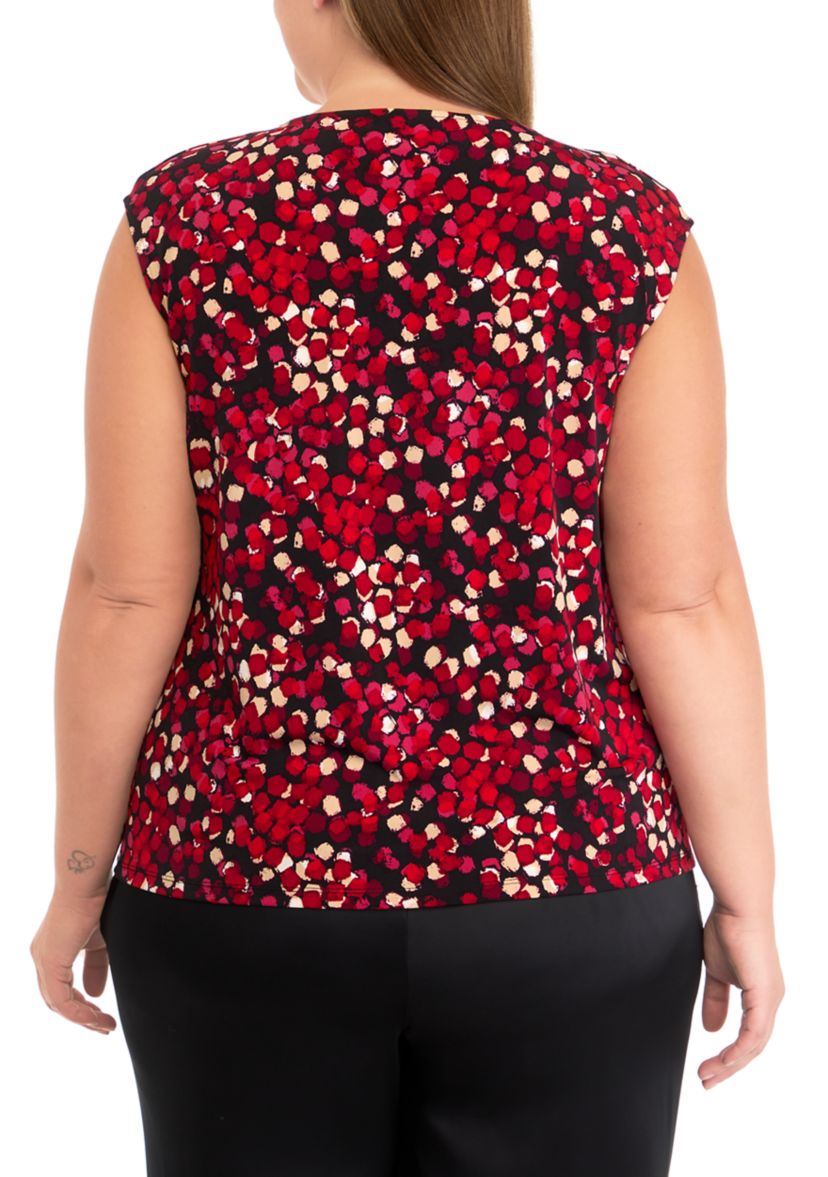 Plus Size Cap Sleeve Cowl Neck Blouse