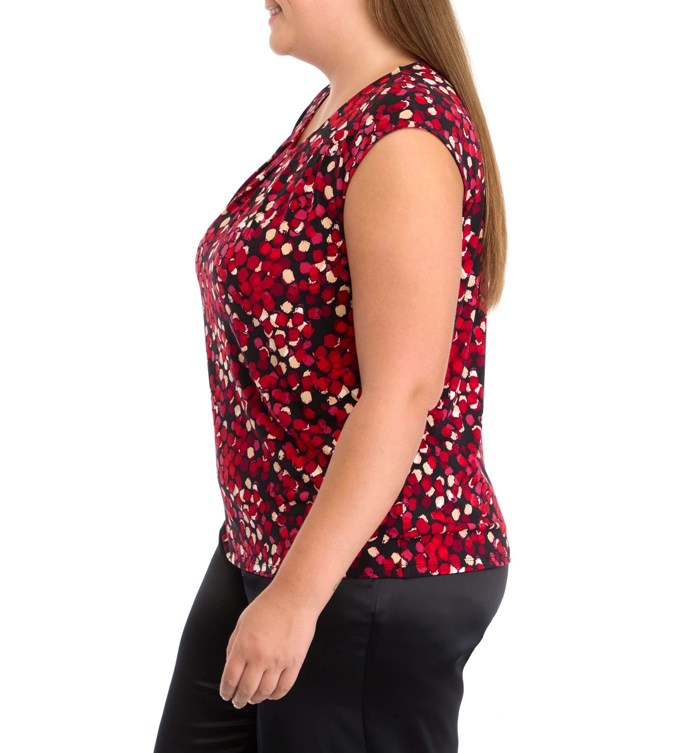 Plus Size Cap Sleeve Cowl Neck Blouse