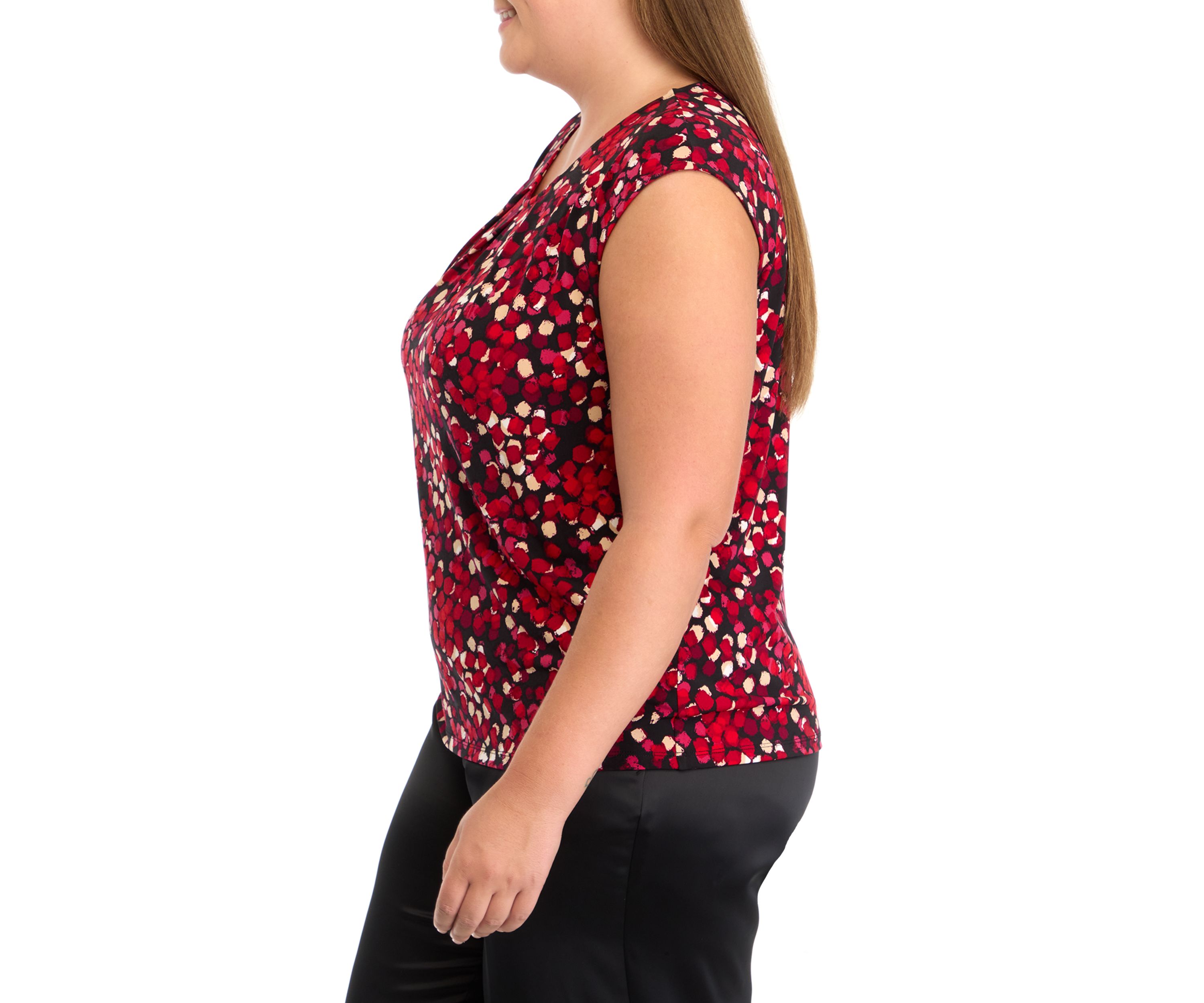 Plus Size Cap Sleeve Cowl Neck Blouse