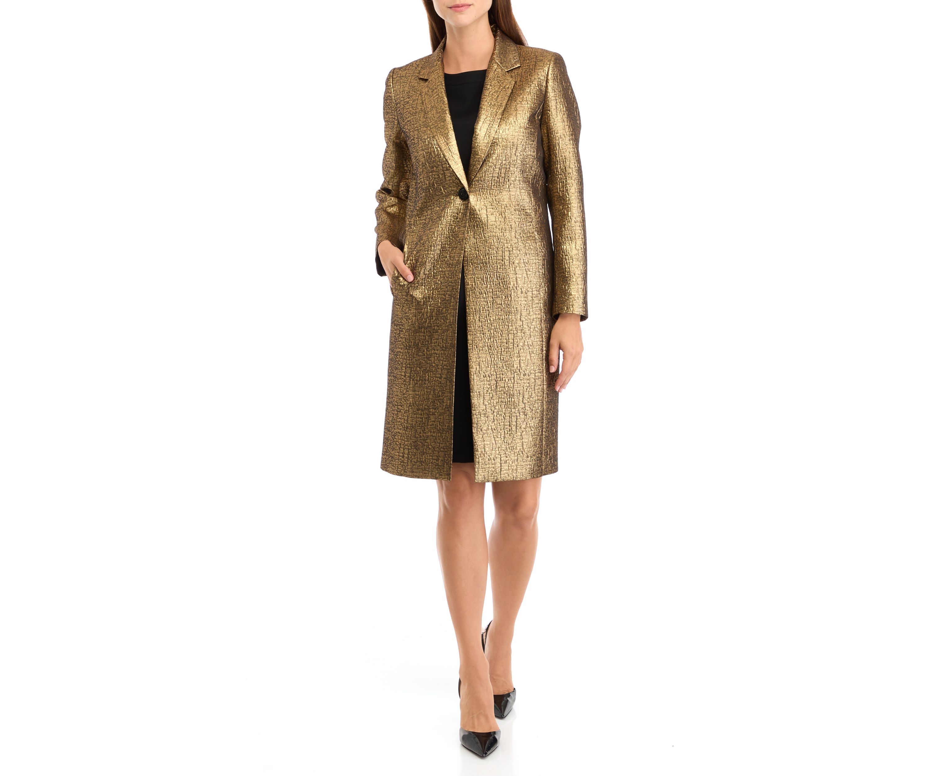 Womens Long Metallic Blazer
