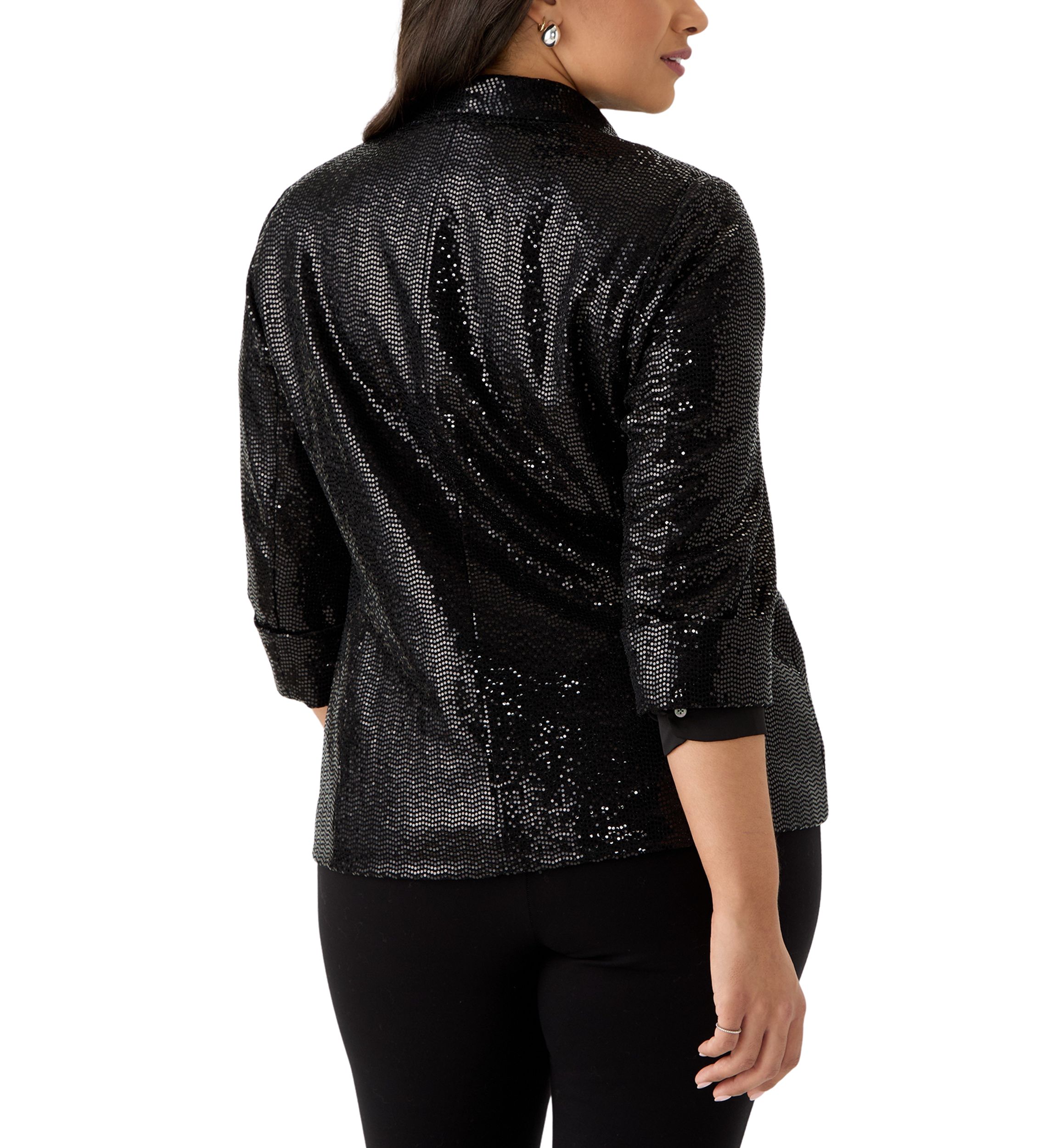 Plus Size Sequin Open Front Cardigan