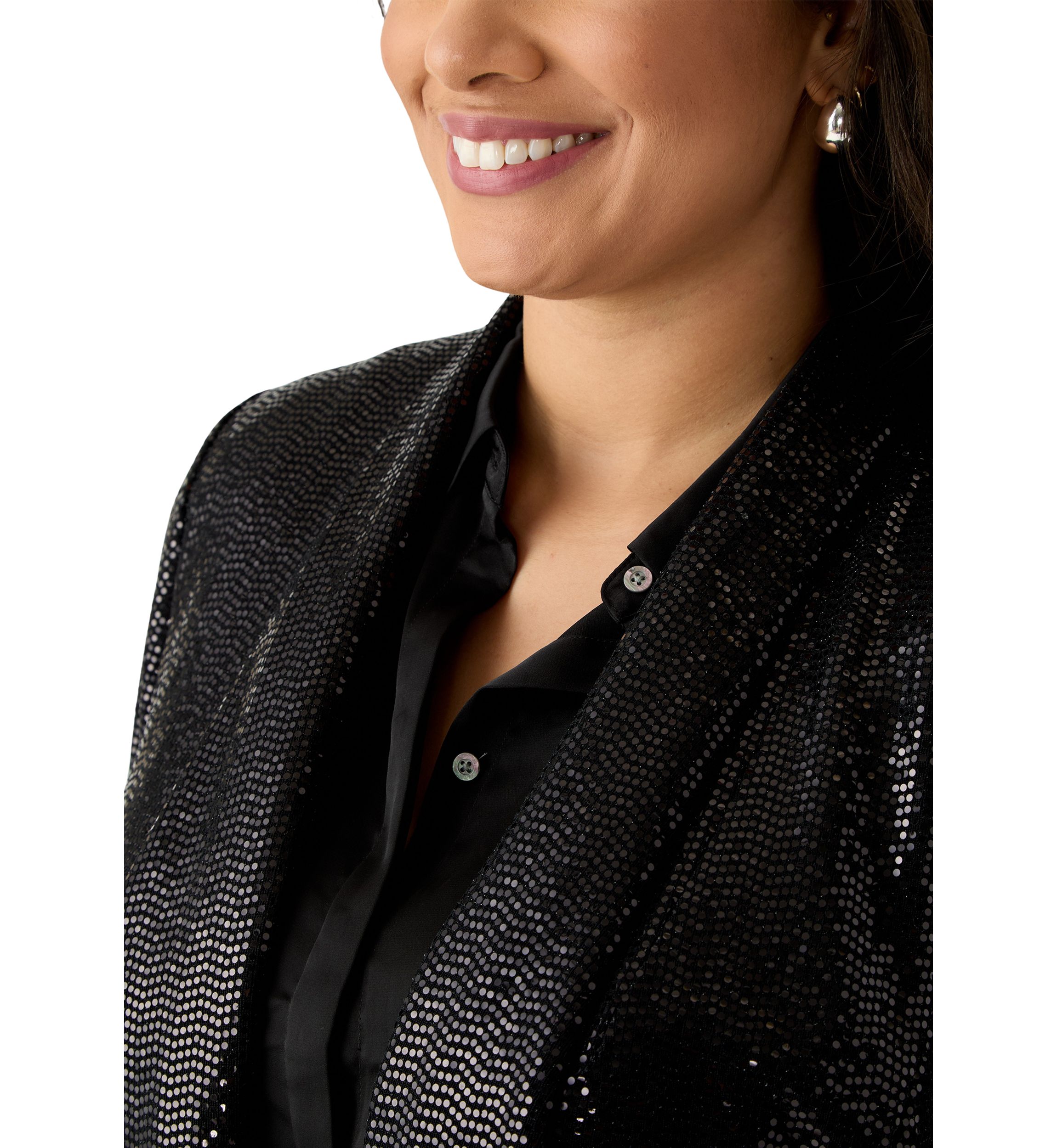 Plus Size Sequin Open Front Cardigan
