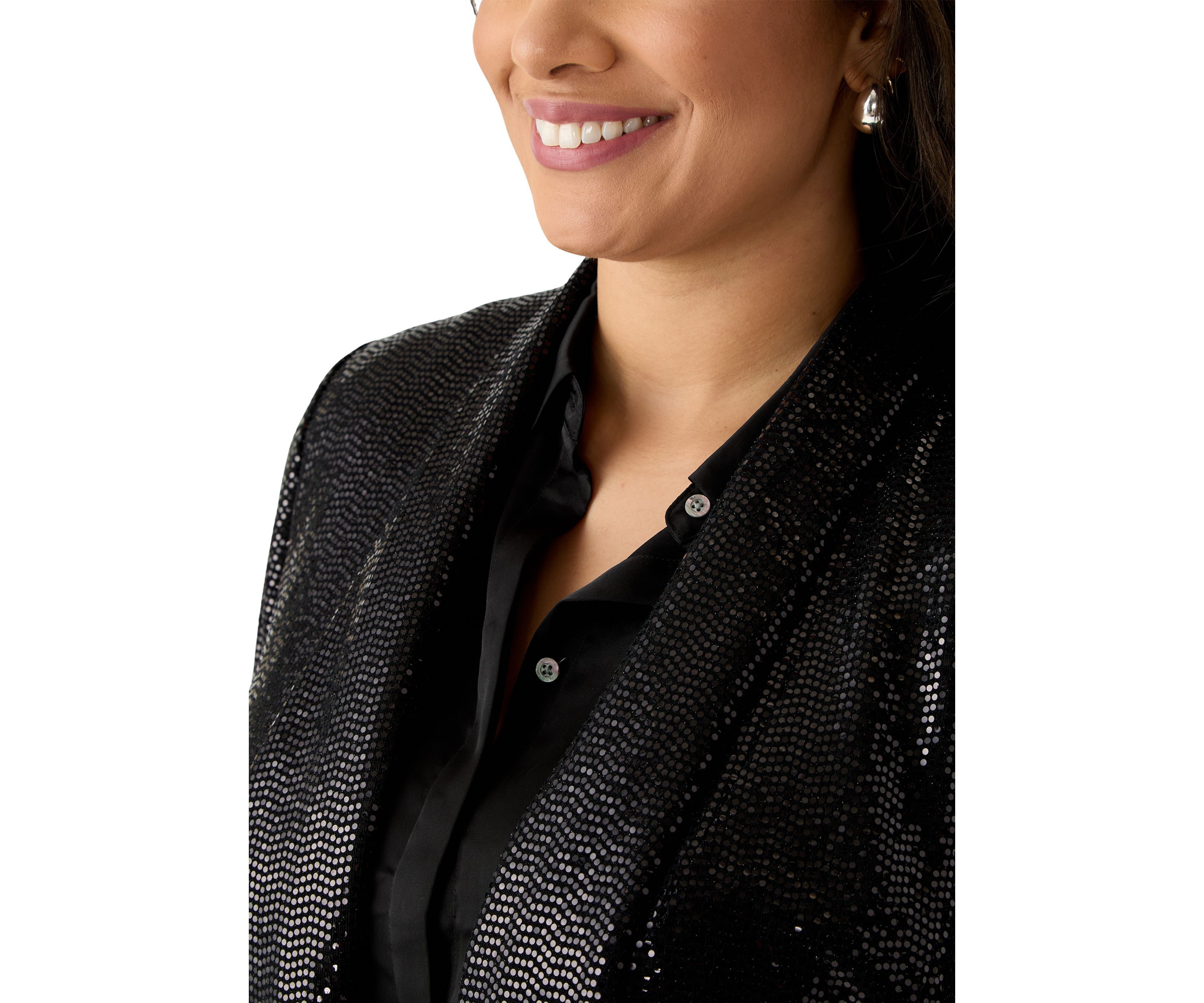 Plus Size Sequin Open Front Cardigan