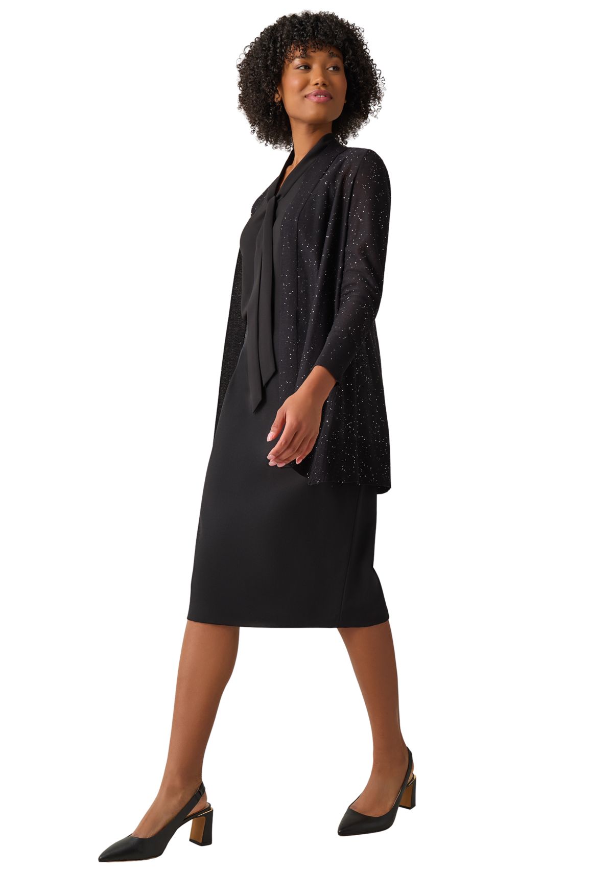 Womens Sweater Knit Open Front Sequin Cardigan