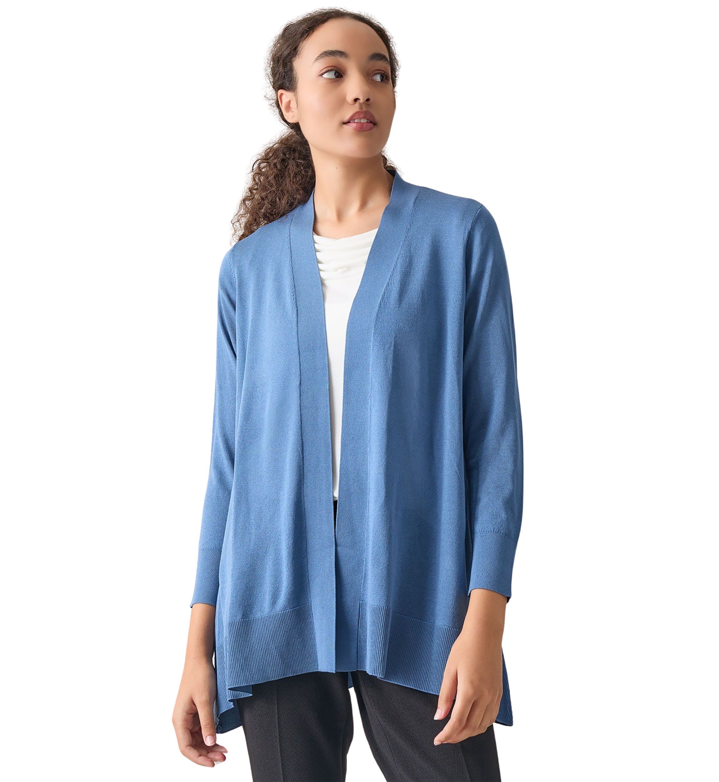 Petite Sharkbite Open Front Cardigan