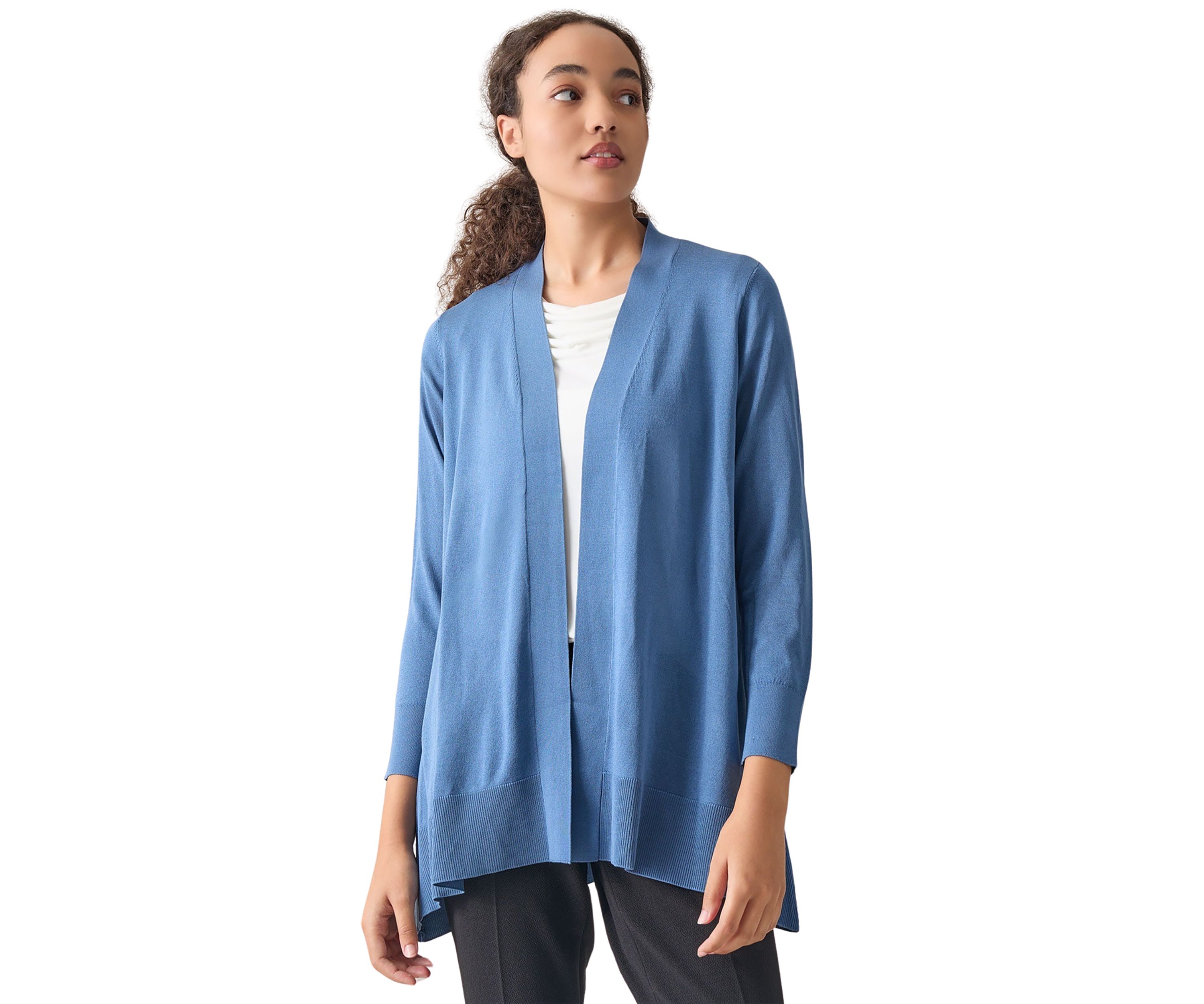 Petite Sharkbite Open Front Cardigan