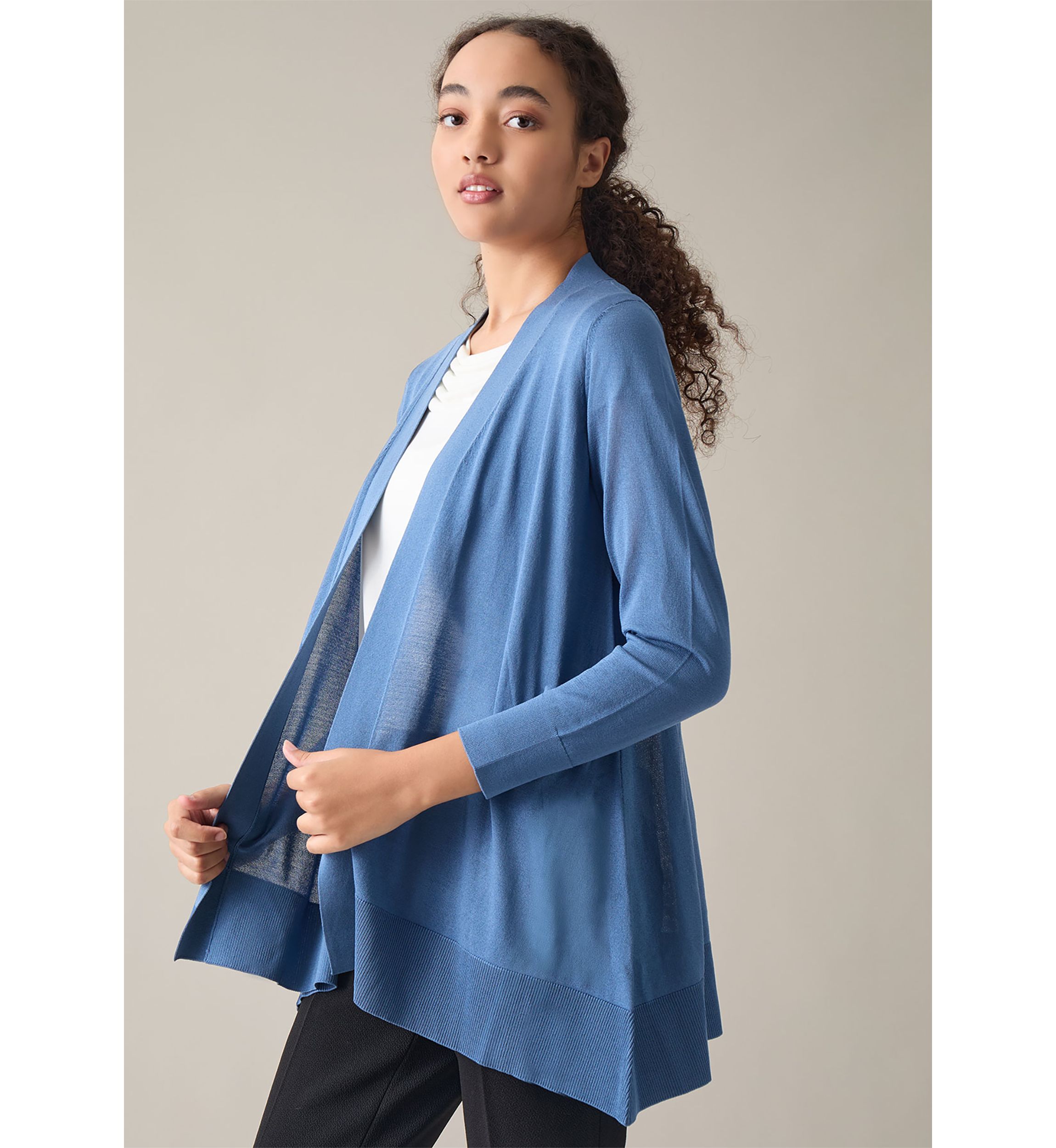 Petite Sharkbite Open Front Cardigan