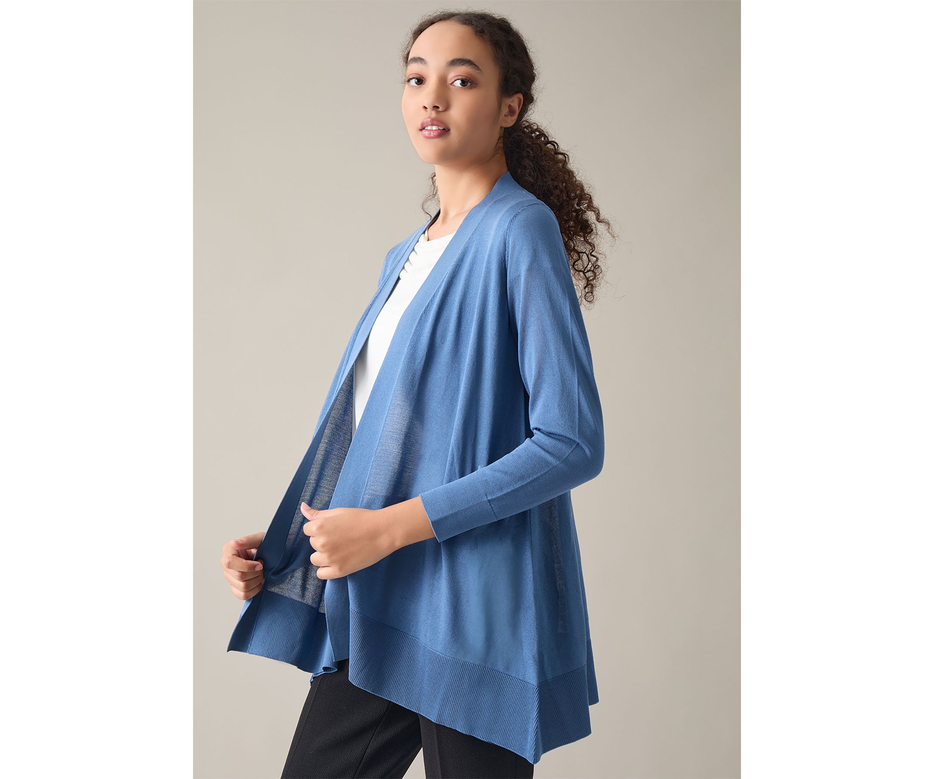 Petite Sharkbite Open Front Cardigan