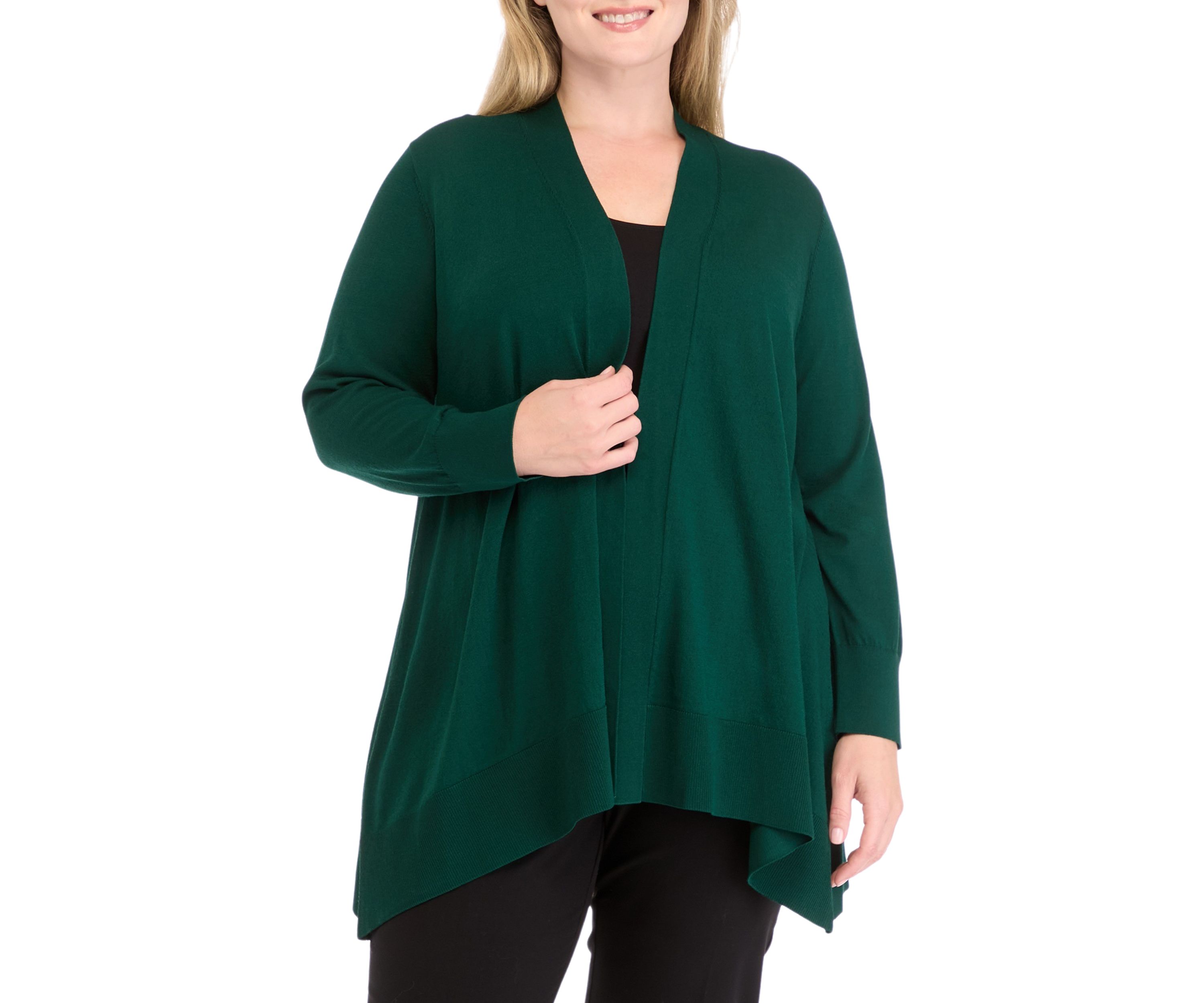 Plus Size Shark Bite Open Front Cardigan