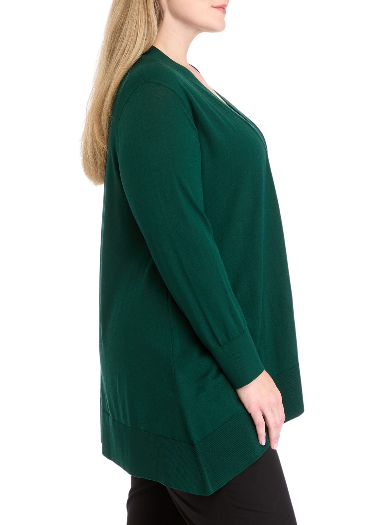 Plus Size Shark Bite Open Front Cardigan