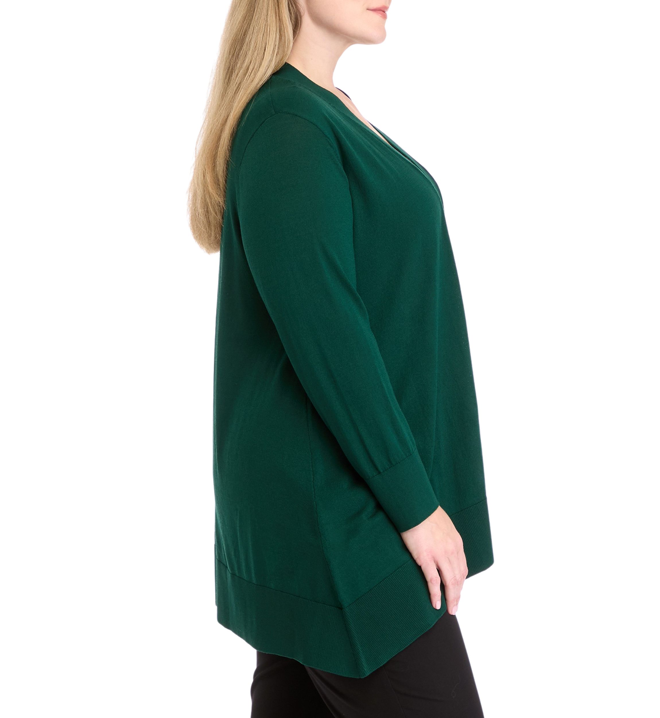 Plus Size Shark Bite Open Front Cardigan