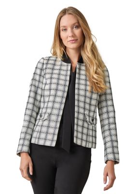 Kasper Women's Plaid Fringe Flap Pocket Jacket, 6P
