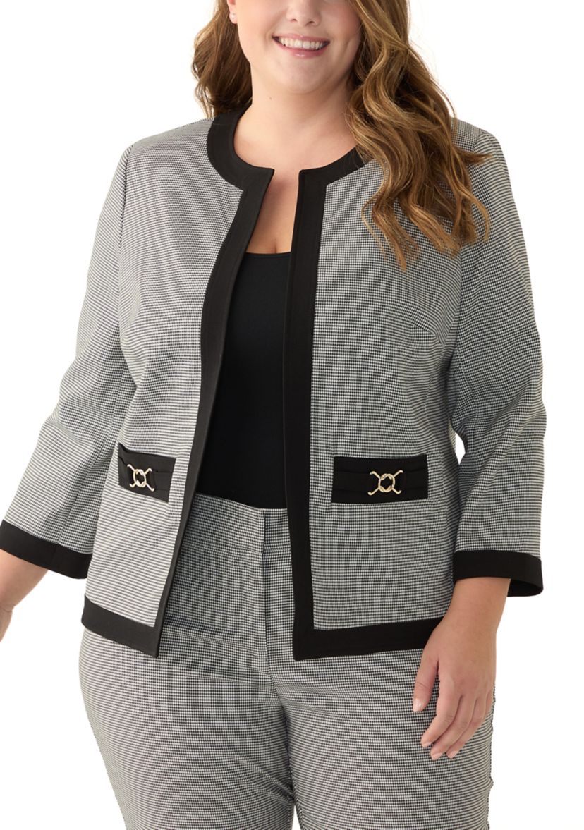 Plus Size Framed Jacket with Welt Pockets