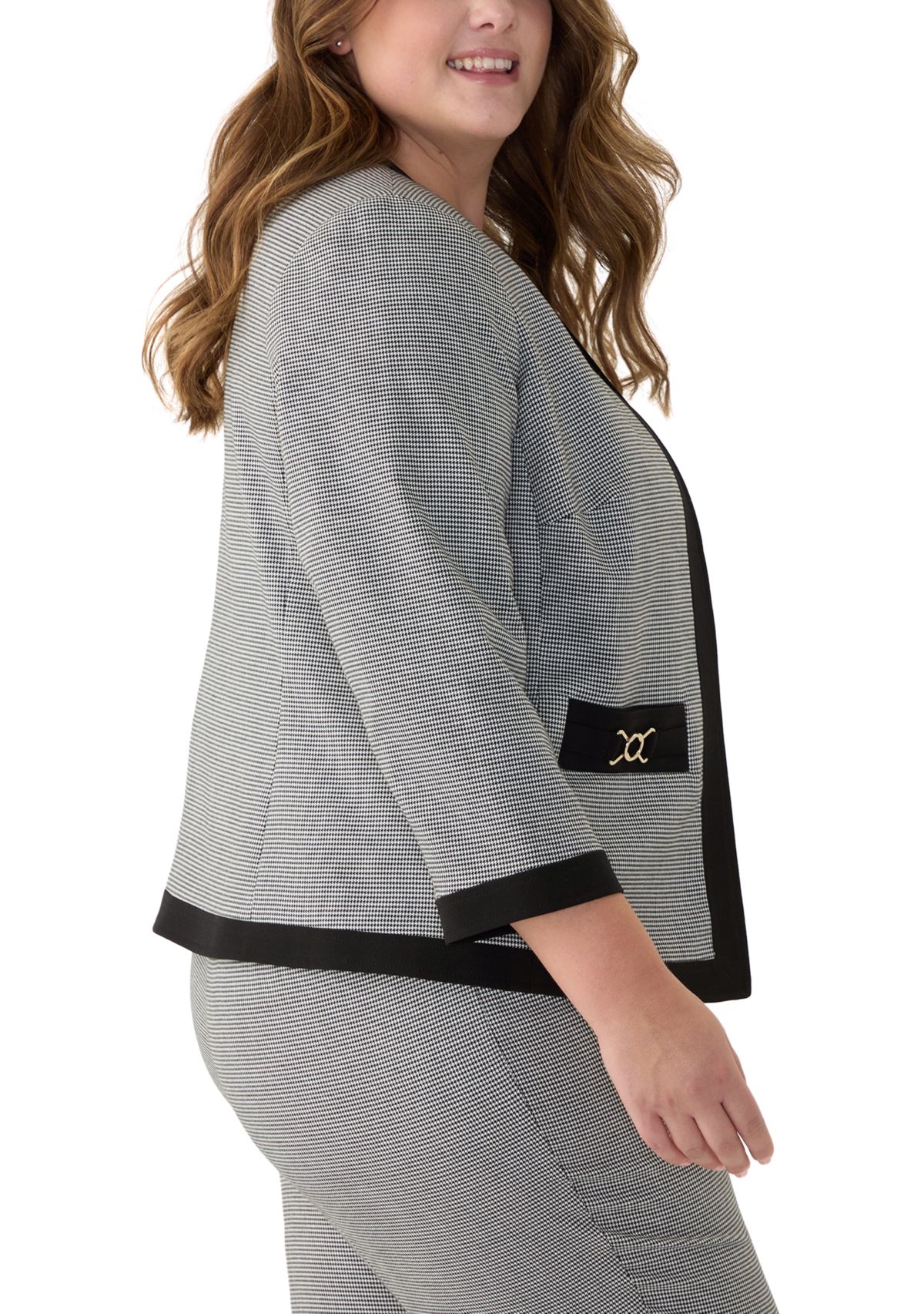 Plus Size Framed Jacket with Welt Pockets