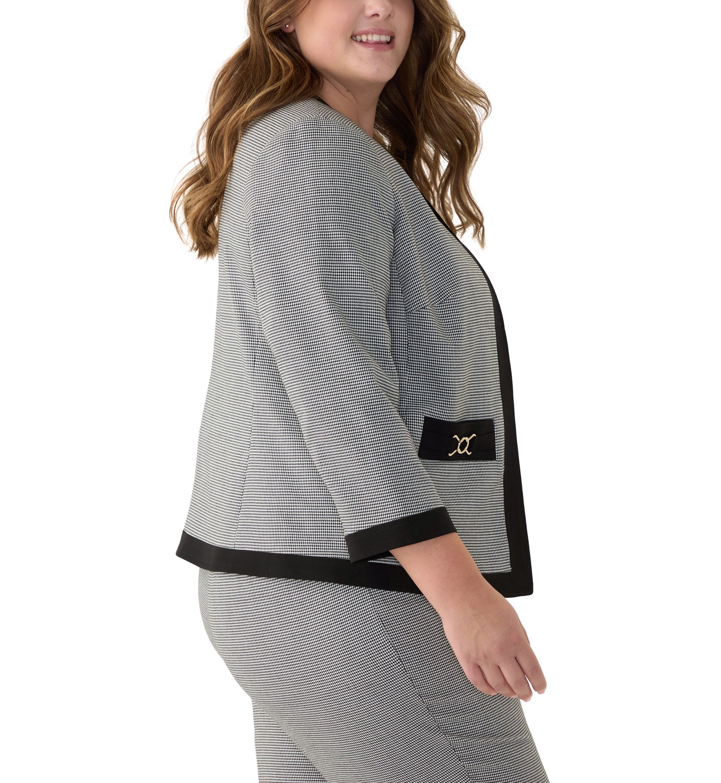 Plus Size Framed Jacket with Welt Pockets