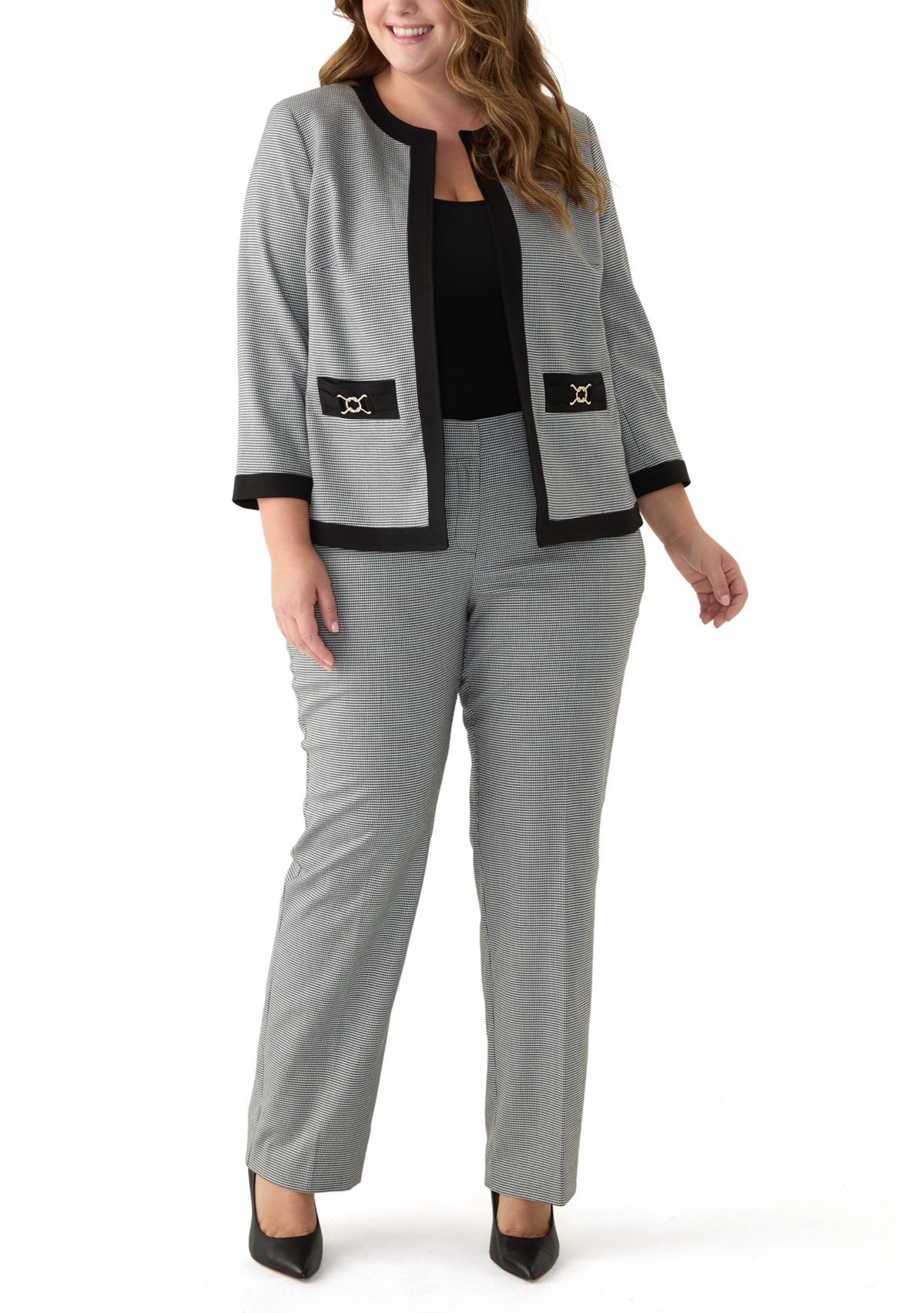 Plus Size Framed Jacket with Welt Pockets