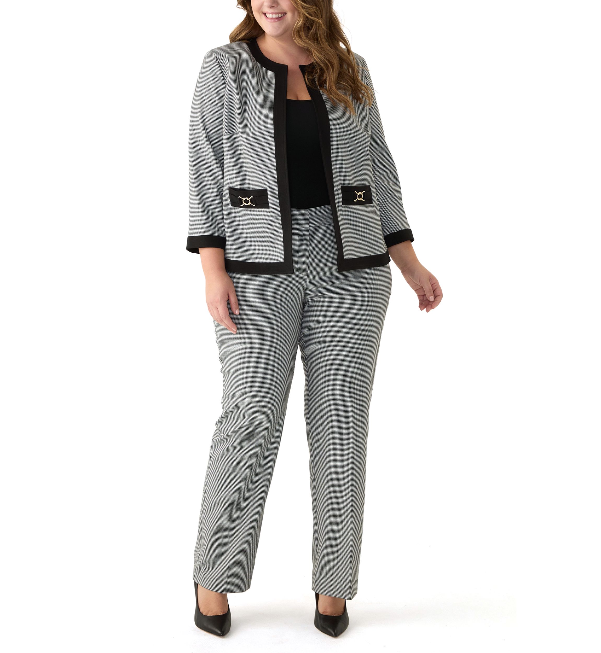 Plus Size Framed Jacket with Welt Pockets