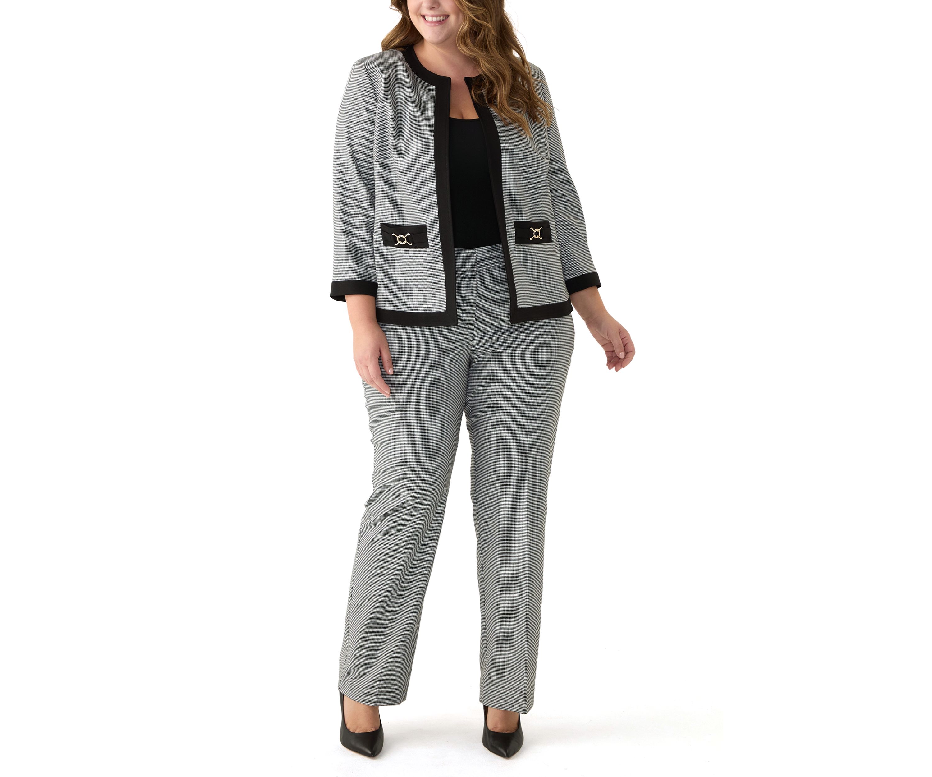 Plus Size Framed Jacket with Welt Pockets