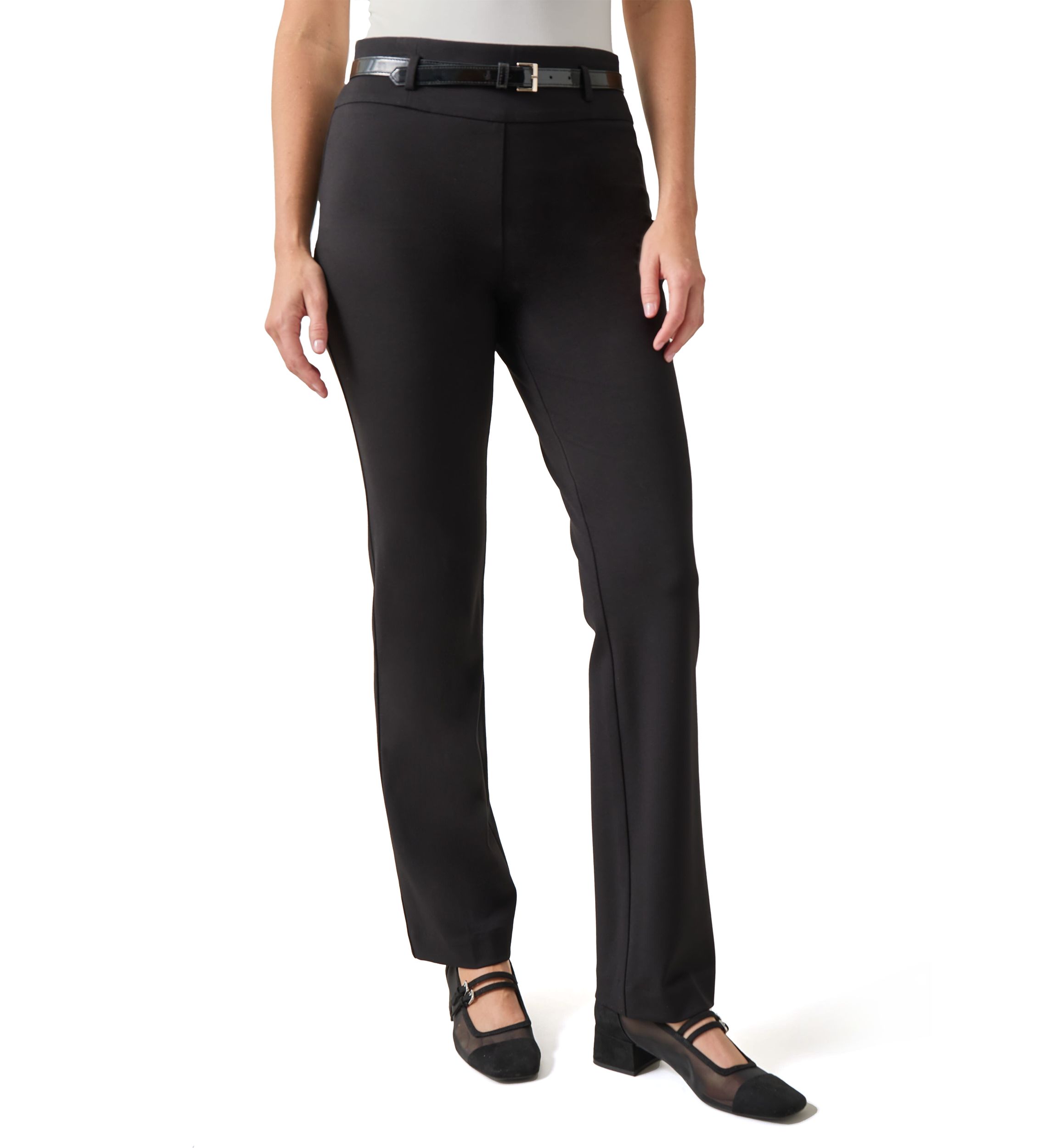 Womens High Rise Pull On Pants with Belt