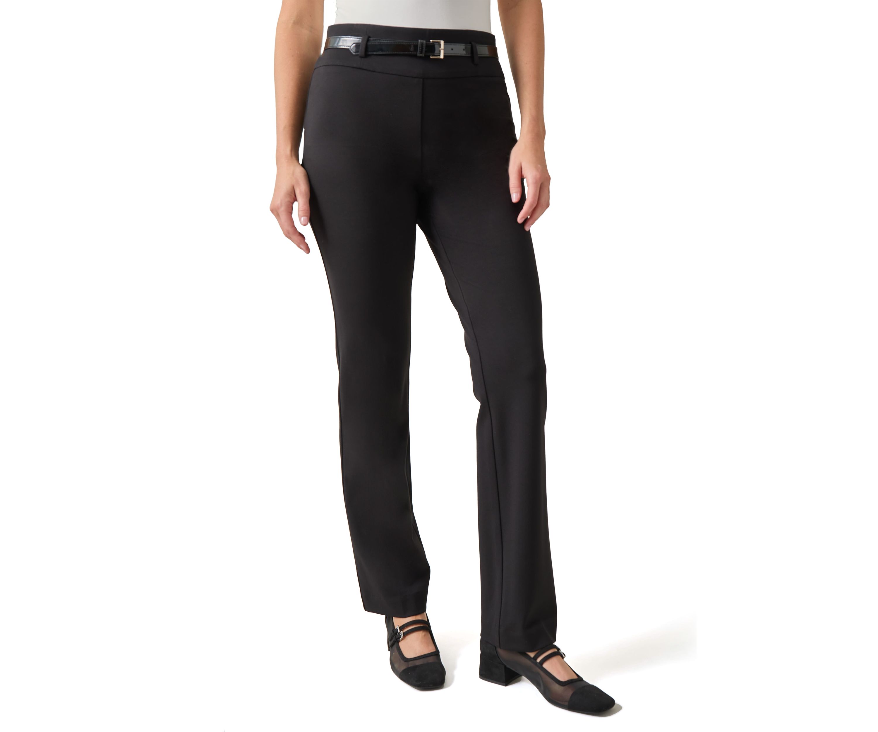 Petite High Rise Pull On Pants with Belt