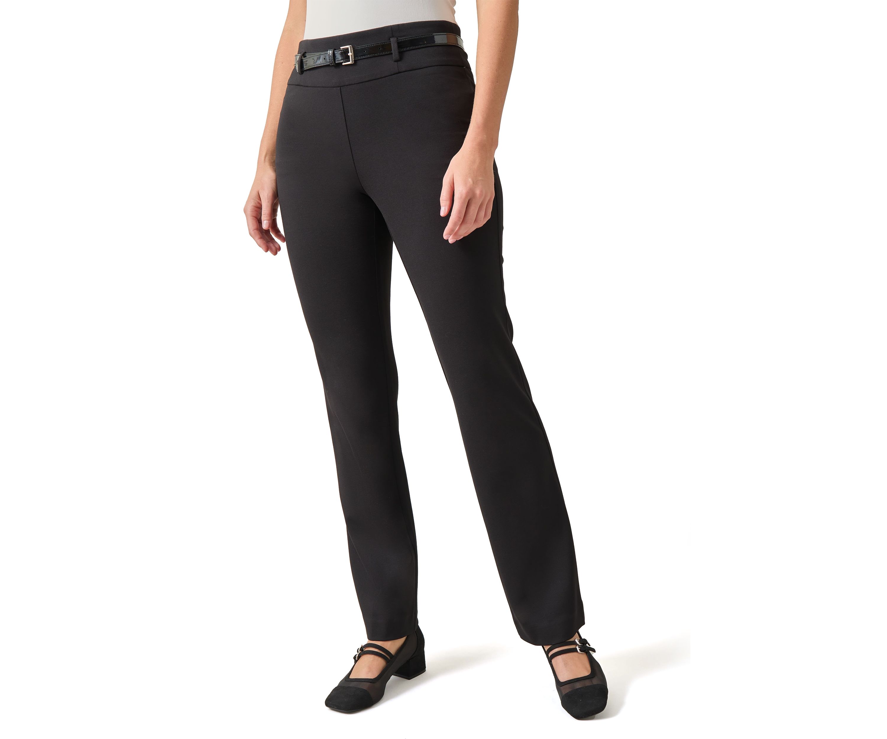 Petite High Rise Pull On Pants with Belt