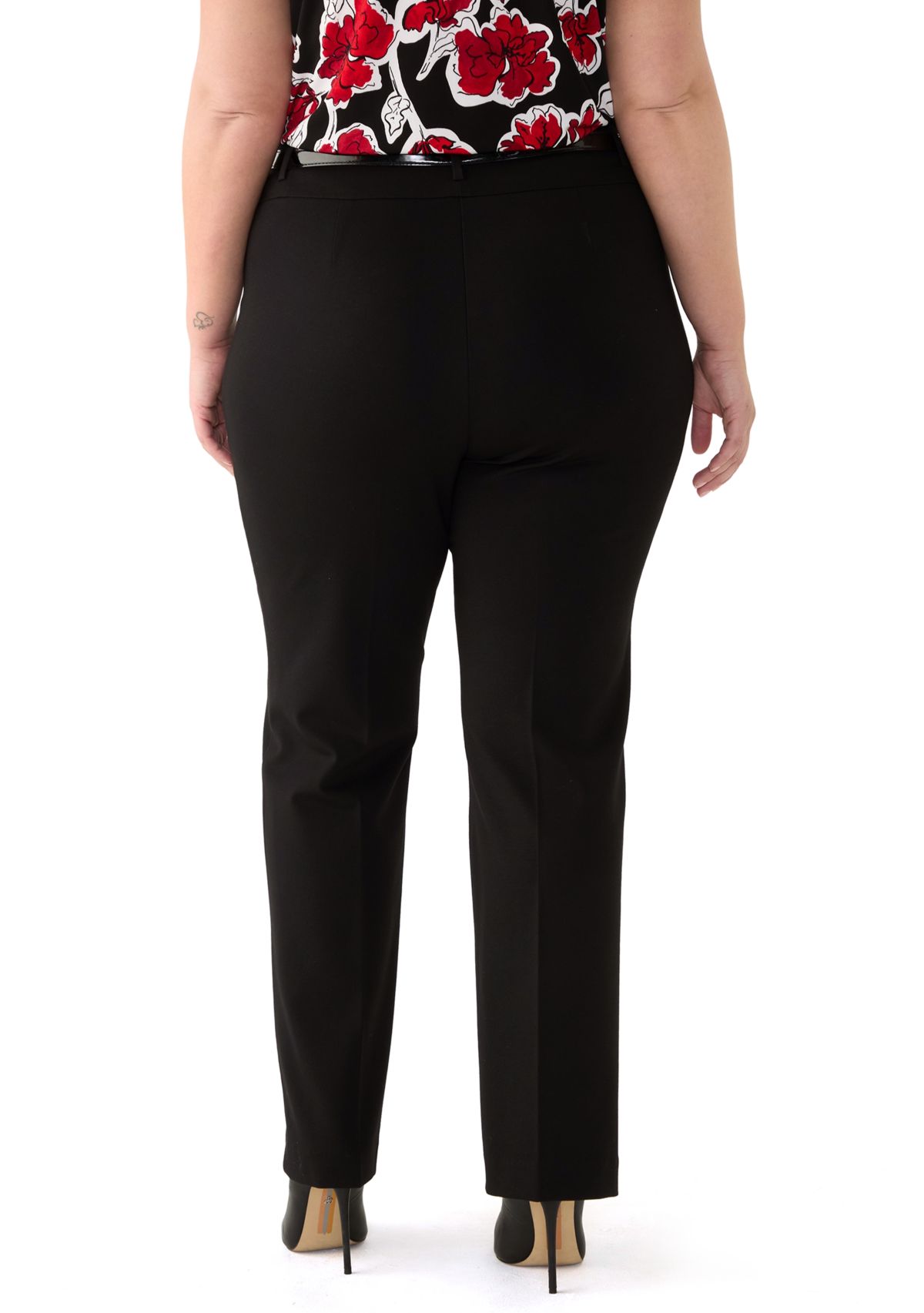 Plus Size High Rise Pull On Pants with Belt