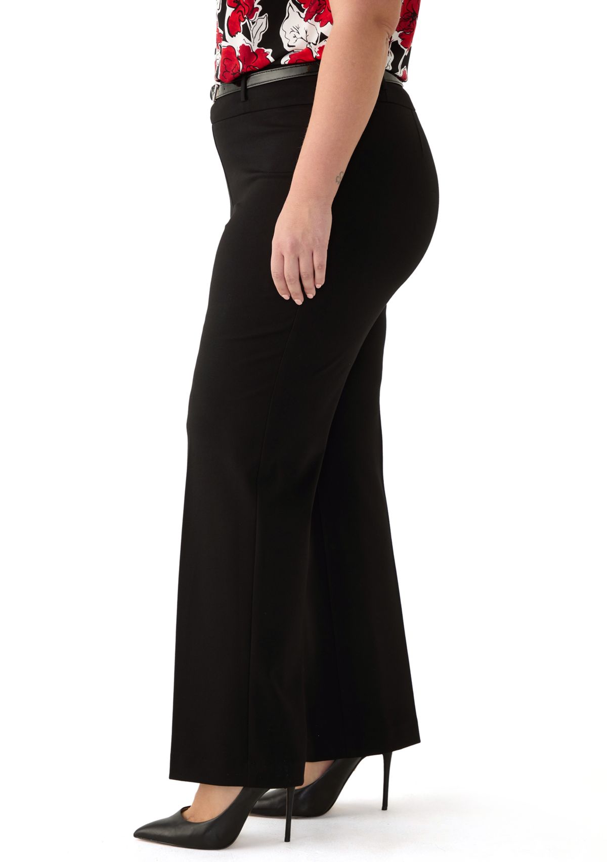 Plus Size High Rise Pull On Pants with Belt