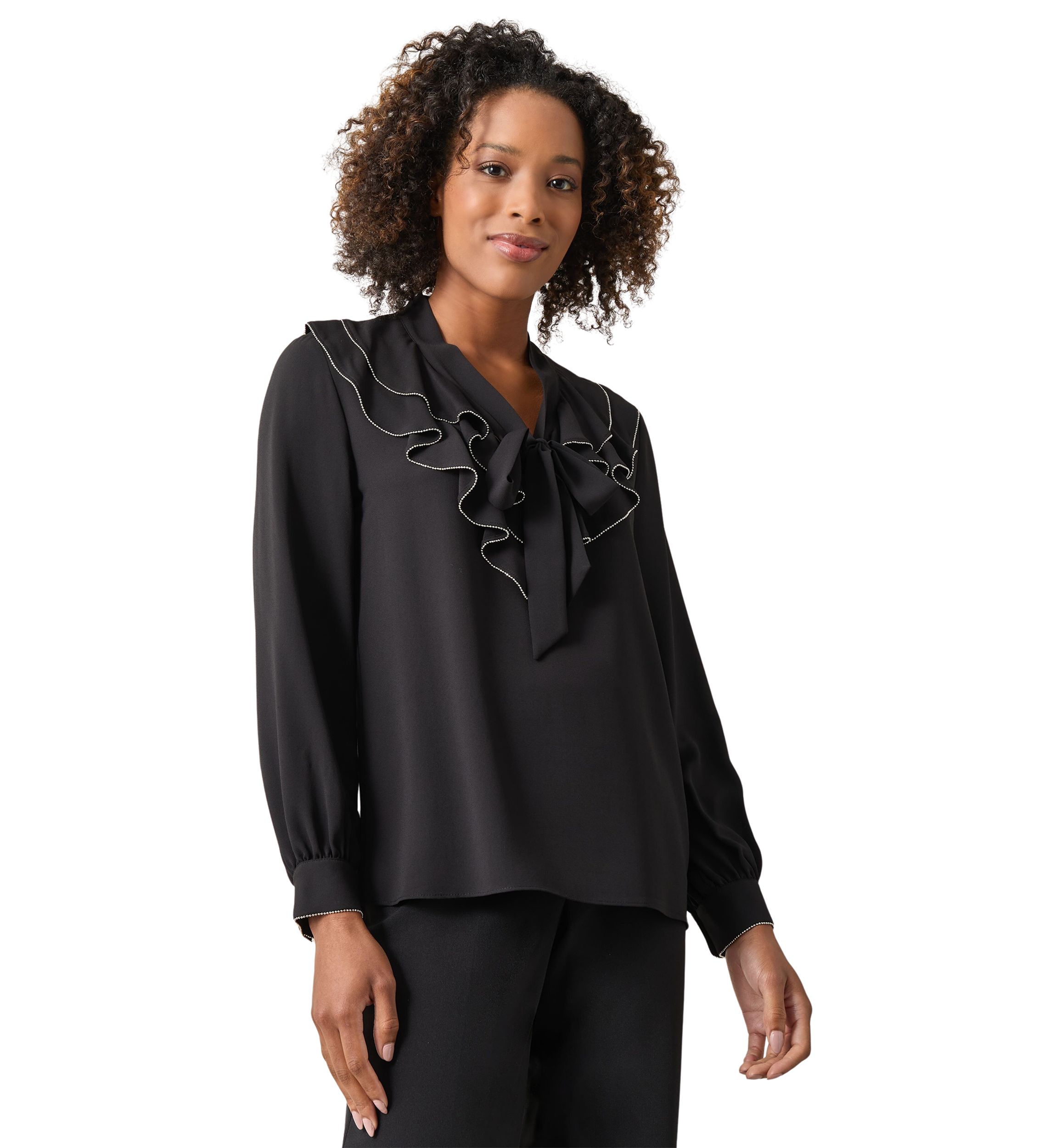 Womens Long Sleeve Ruffle Blouse