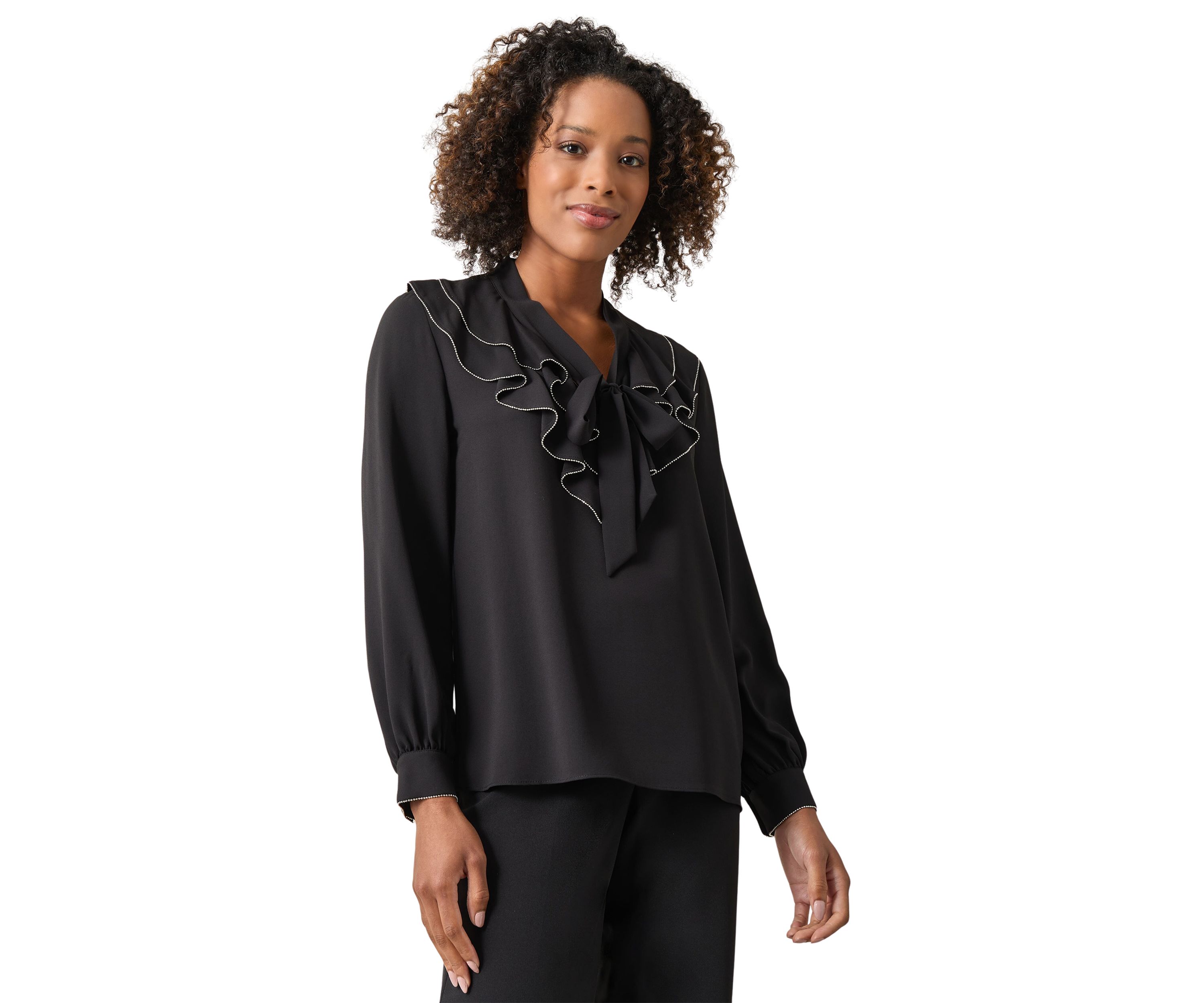 Womens Long Sleeve Ruffle Blouse