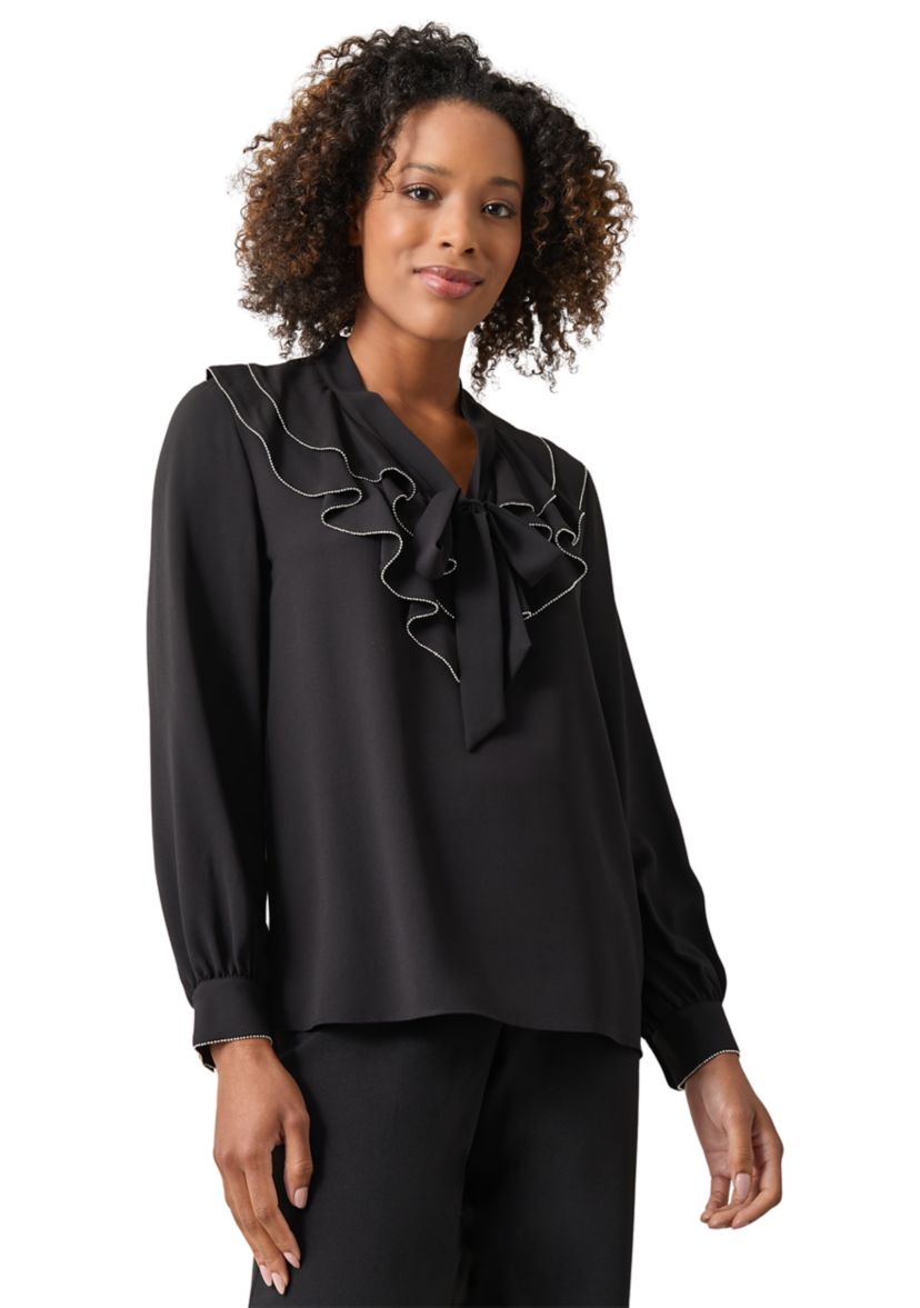 Womens Long Sleeve Ruffle Blouse