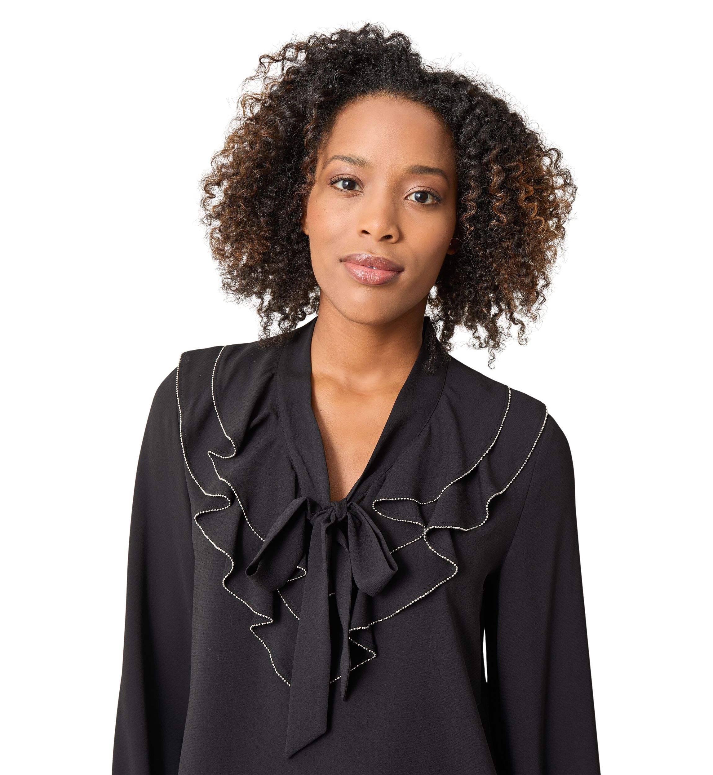 Womens Long Sleeve Ruffle Blouse