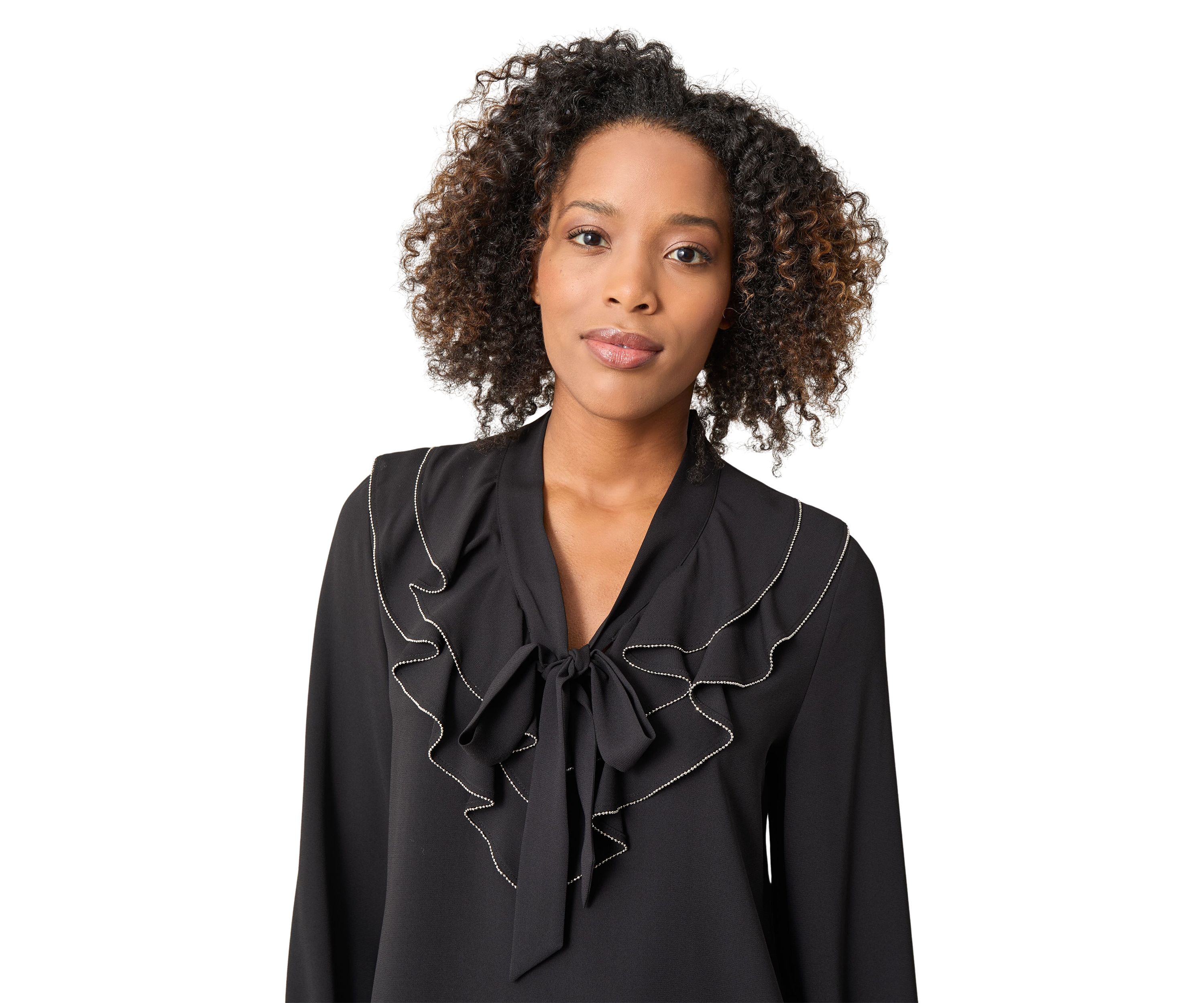 Womens Long Sleeve Ruffle Blouse
